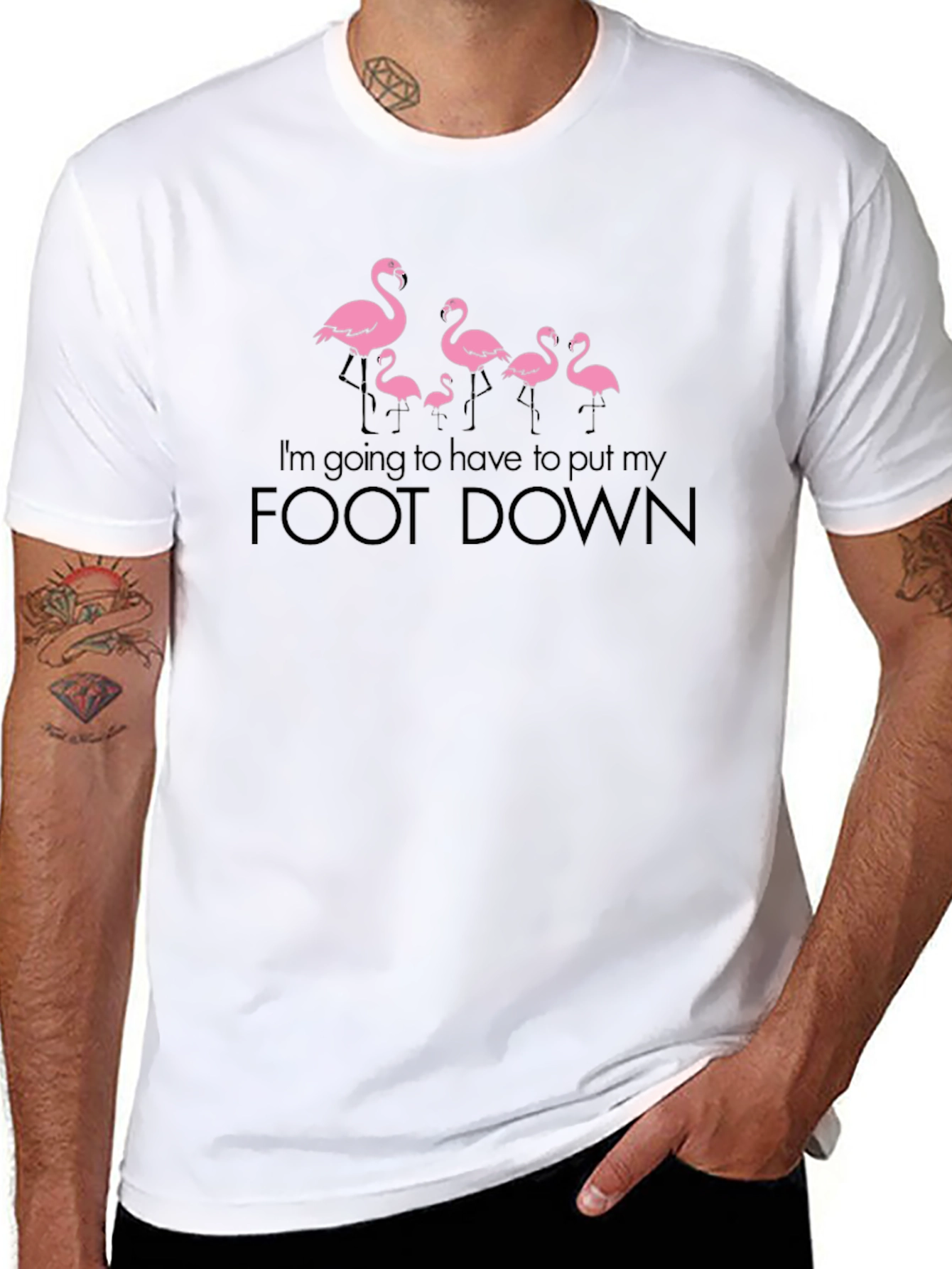 Funny Flamingo Foot Down Graphic T-Shirt