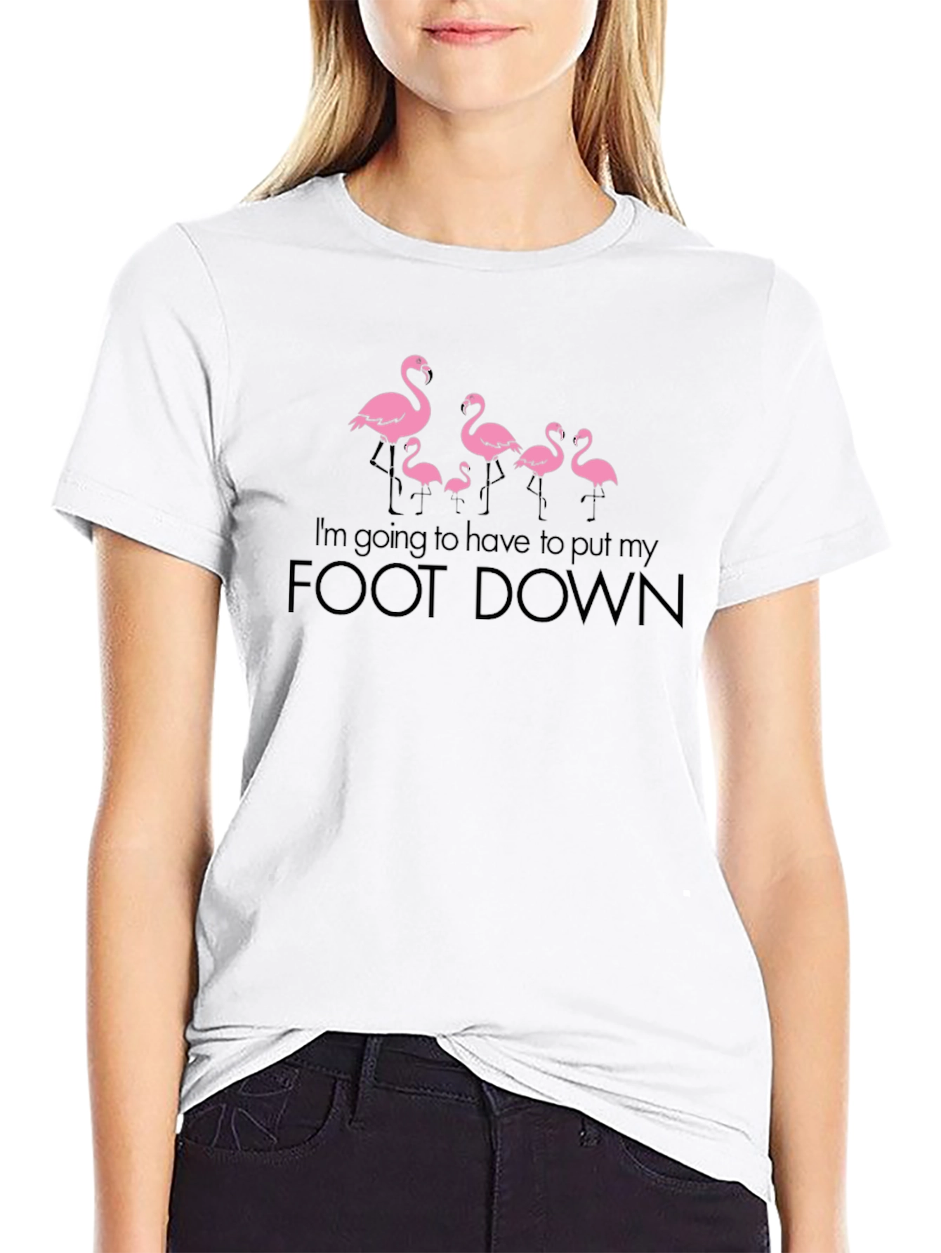 Funny Flamingo Foot Down Graphic T-Shirt