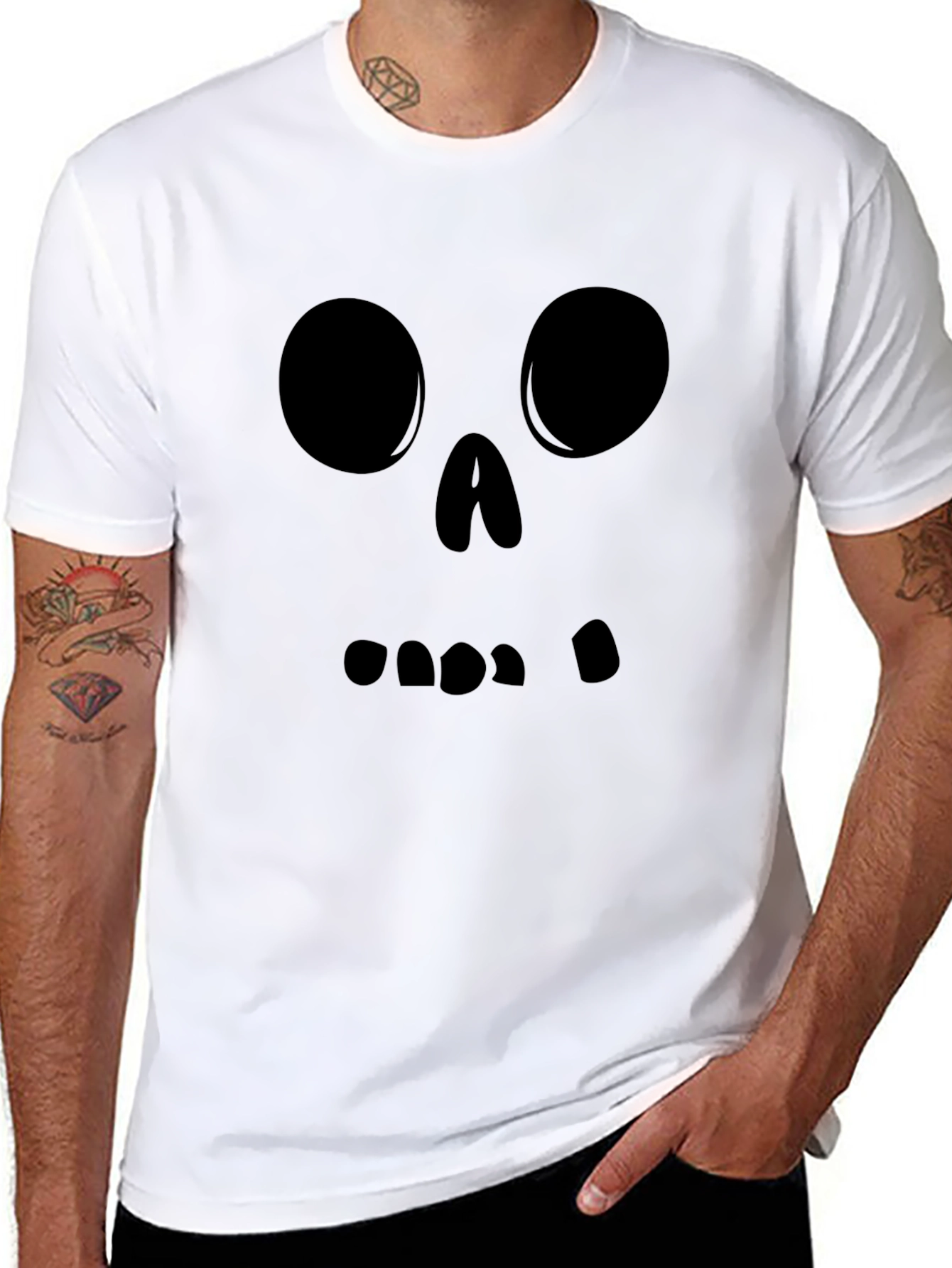 Spooky Face Graphic T-Shirt - Black