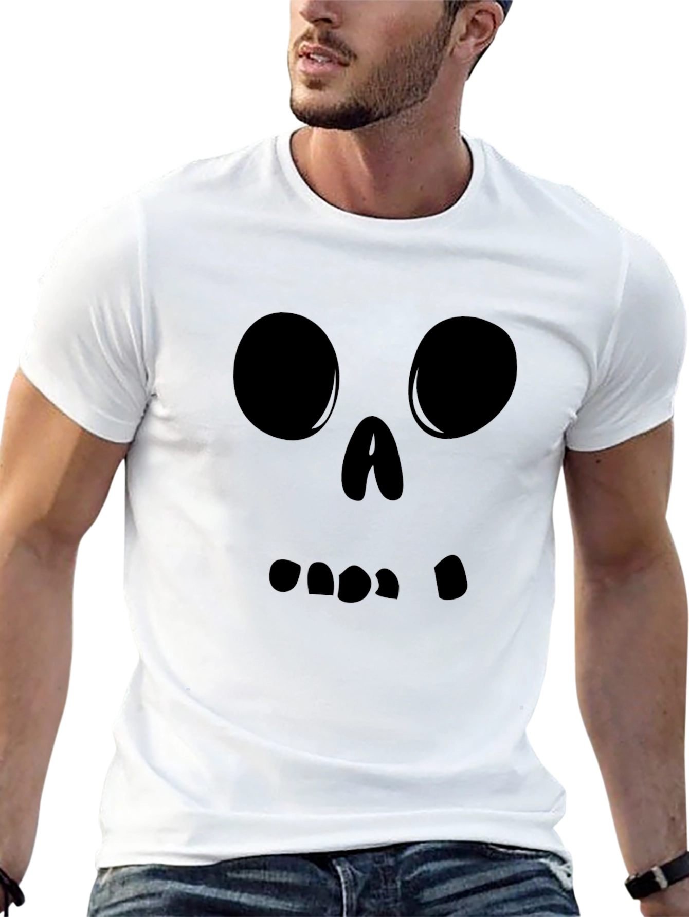 Spooky Face Graphic T-Shirt - Black