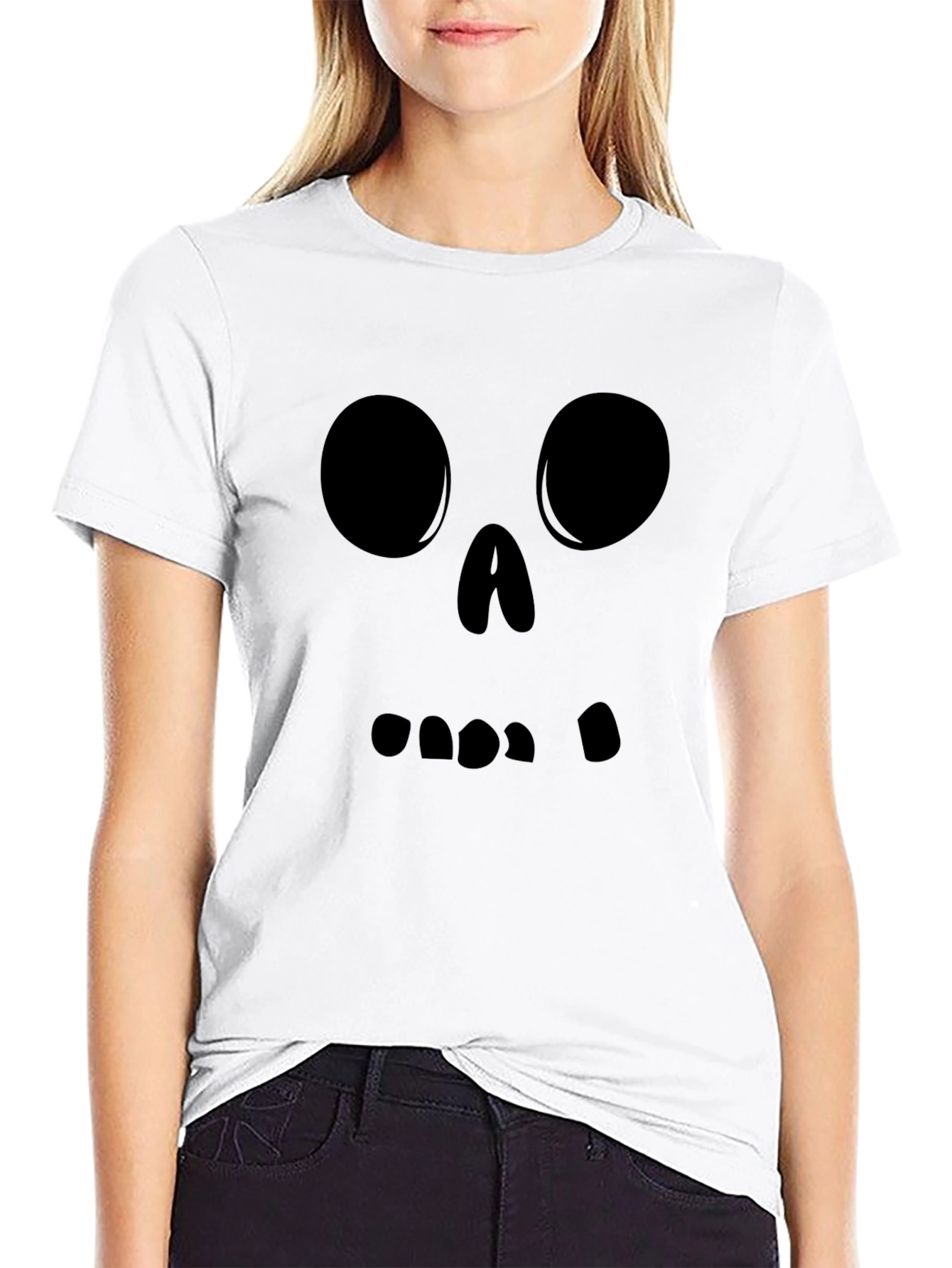 Spooky Face Graphic T-Shirt - Black
