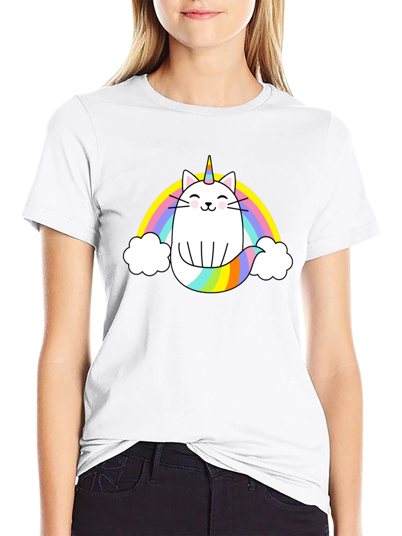 Unicat Rainbow T-Shirt - Black Cotton Blend