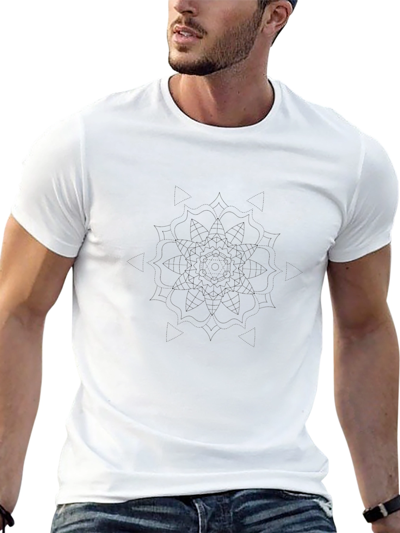 Geometric Mandala Graphic Black T-Shirt