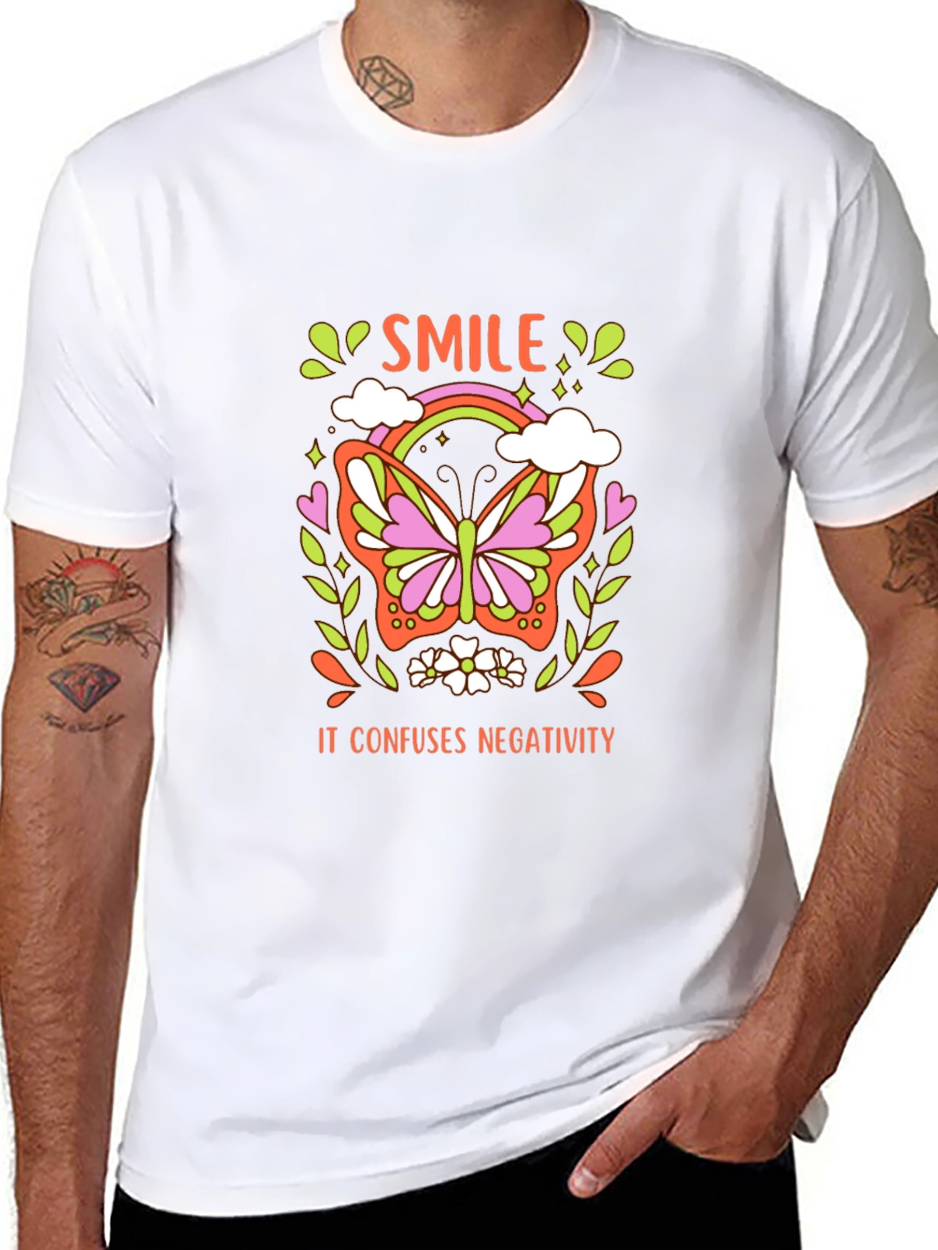 Smile Butterfly Graphic Tee - Confuse Negativity
