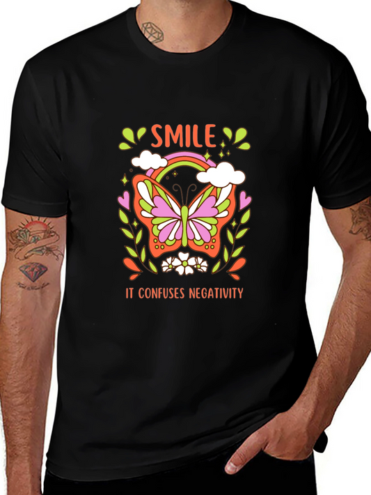 Smile Butterfly Graphic Tee - Confuse Negativity