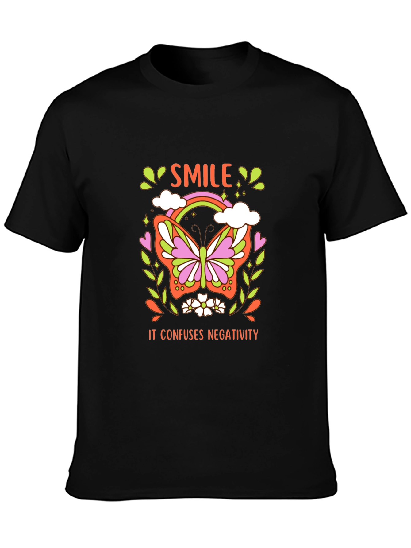 Smile Butterfly Graphic Tee - Confuse Negativity