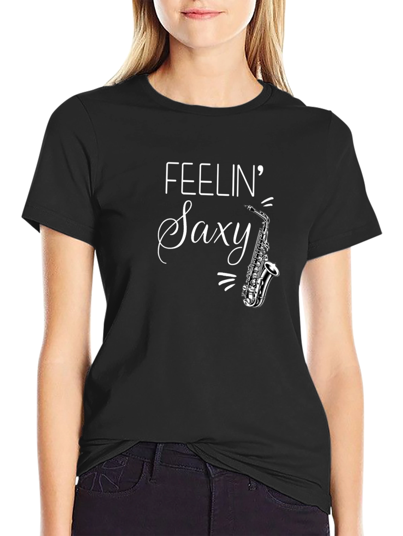 Feelin Saxy T-Shirt - Black Graphic Tee