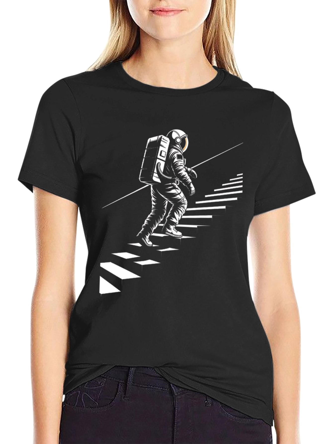 Astronaut Climbing Stairs Graphic Tee