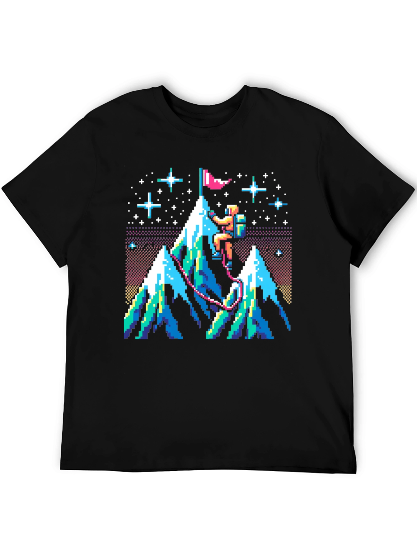 Pixel Art Mountain Climber Graphic Tee