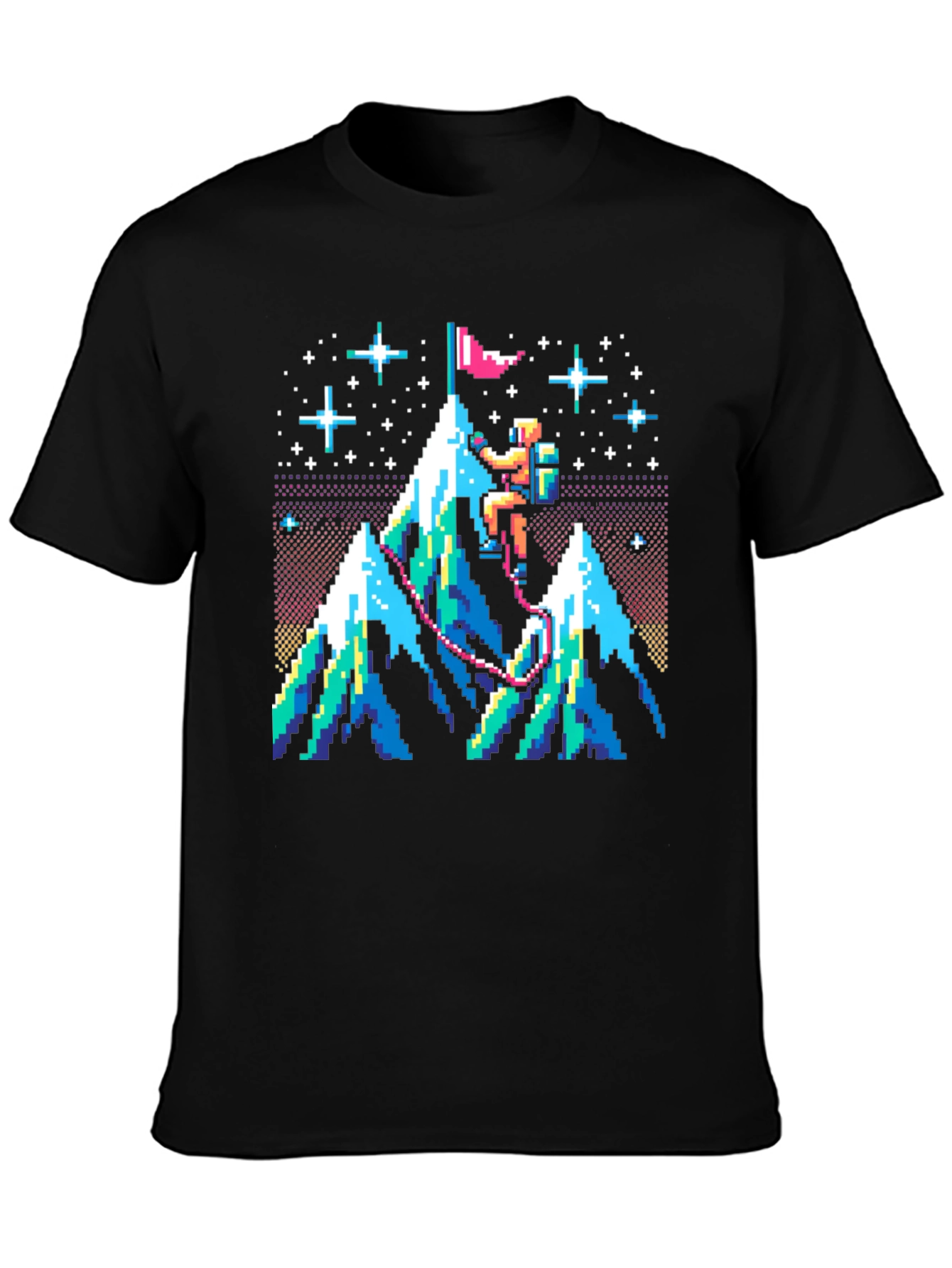 Pixel Art Mountain Climber Graphic Tee