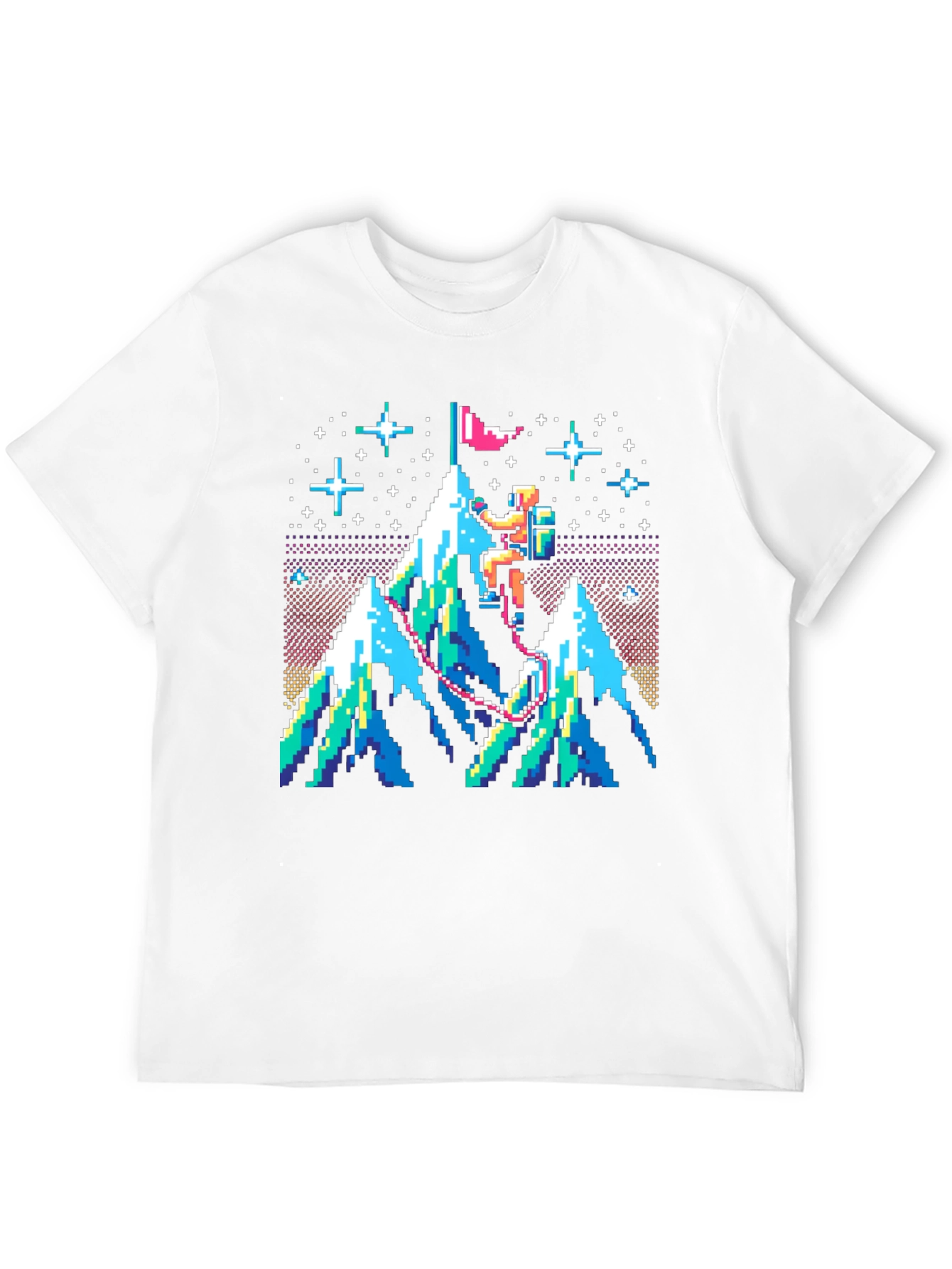 Pixel Art Mountain Climber Graphic Tee