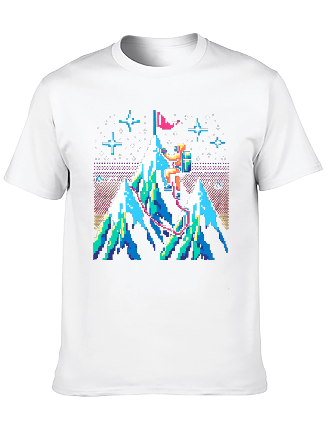 Pixel Art Mountain Climber Graphic Tee