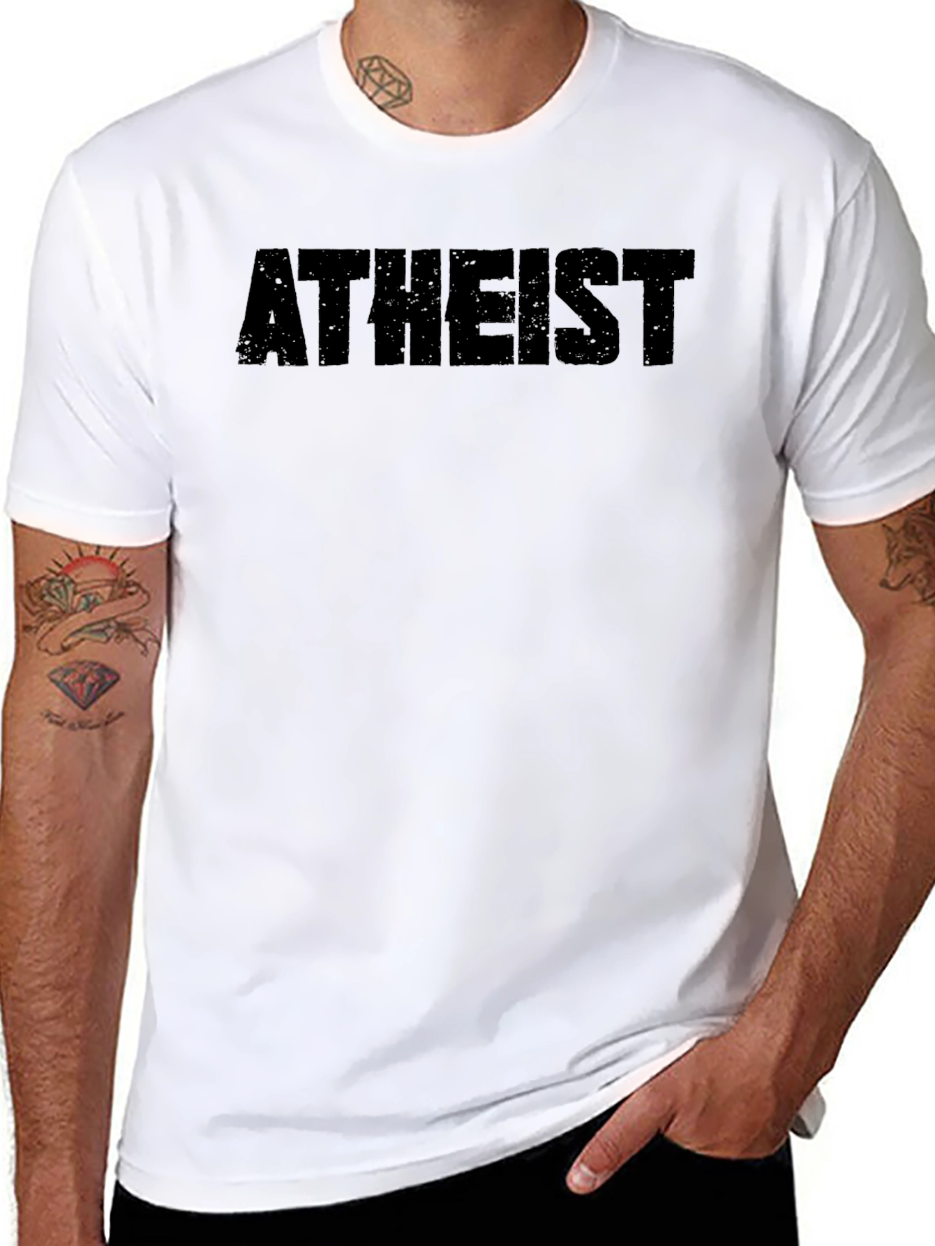 Atheist Graphic Print Black T-Shirt