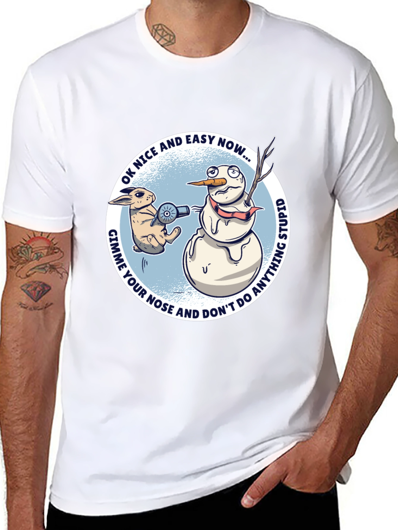 Funny Snowman & Rabbit Graphic Tee