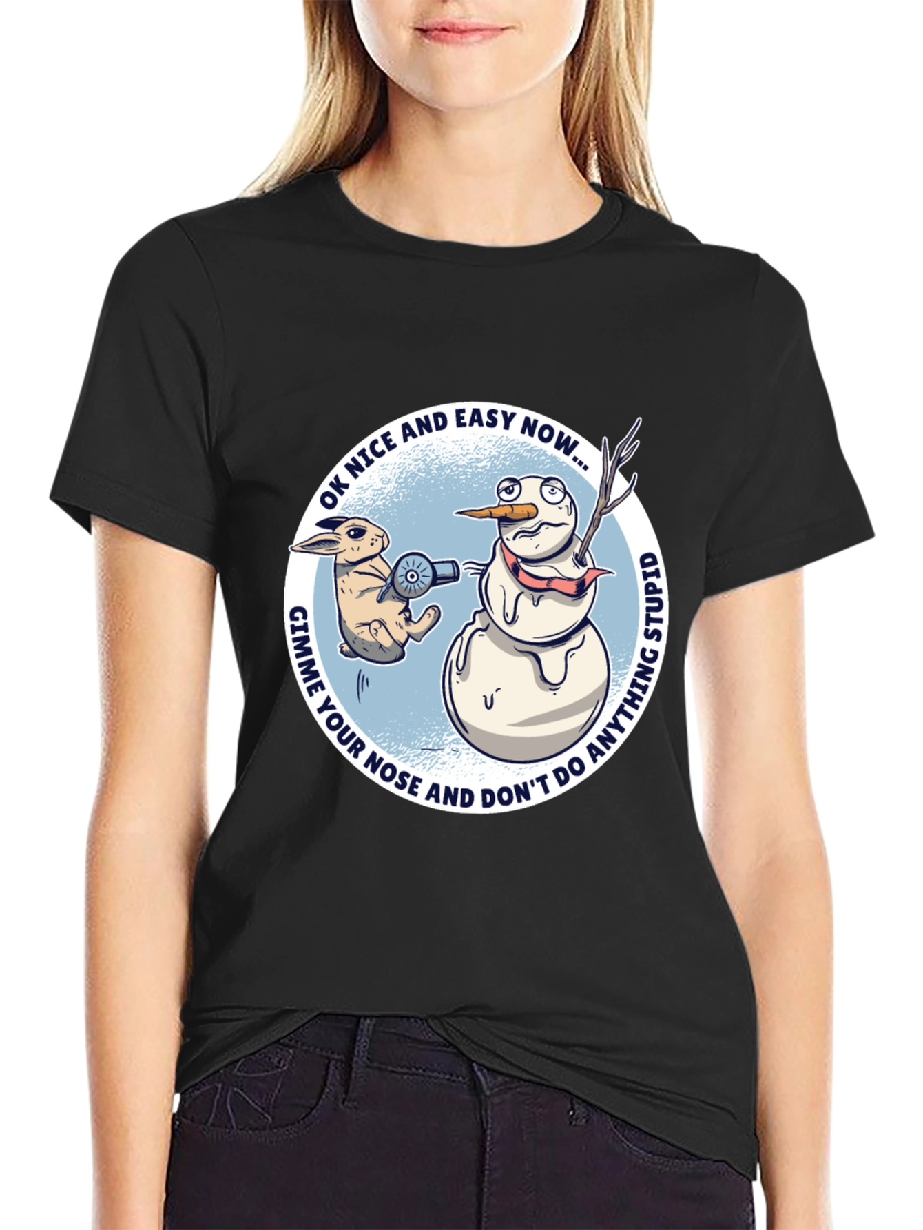 Funny Snowman & Rabbit Graphic Tee