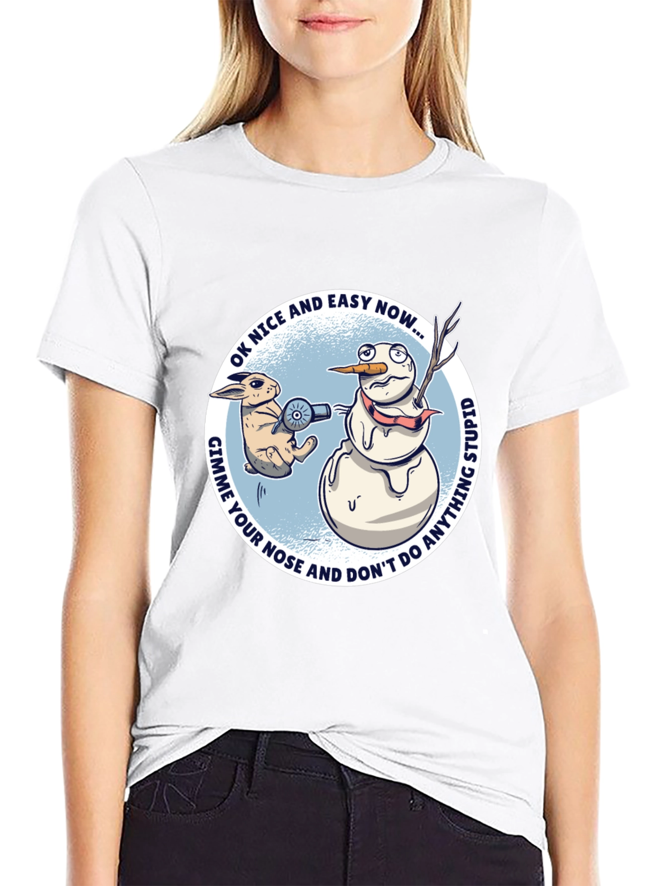 Funny Snowman & Rabbit Graphic Tee