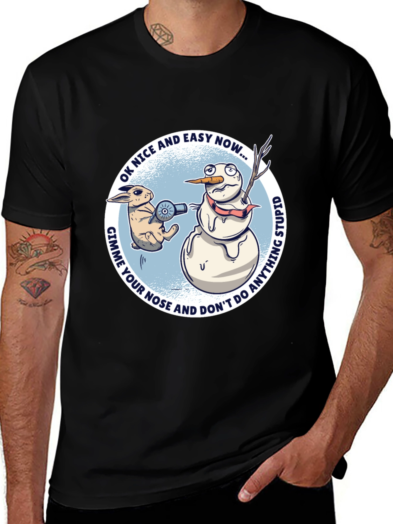 Funny Snowman & Rabbit Graphic Tee