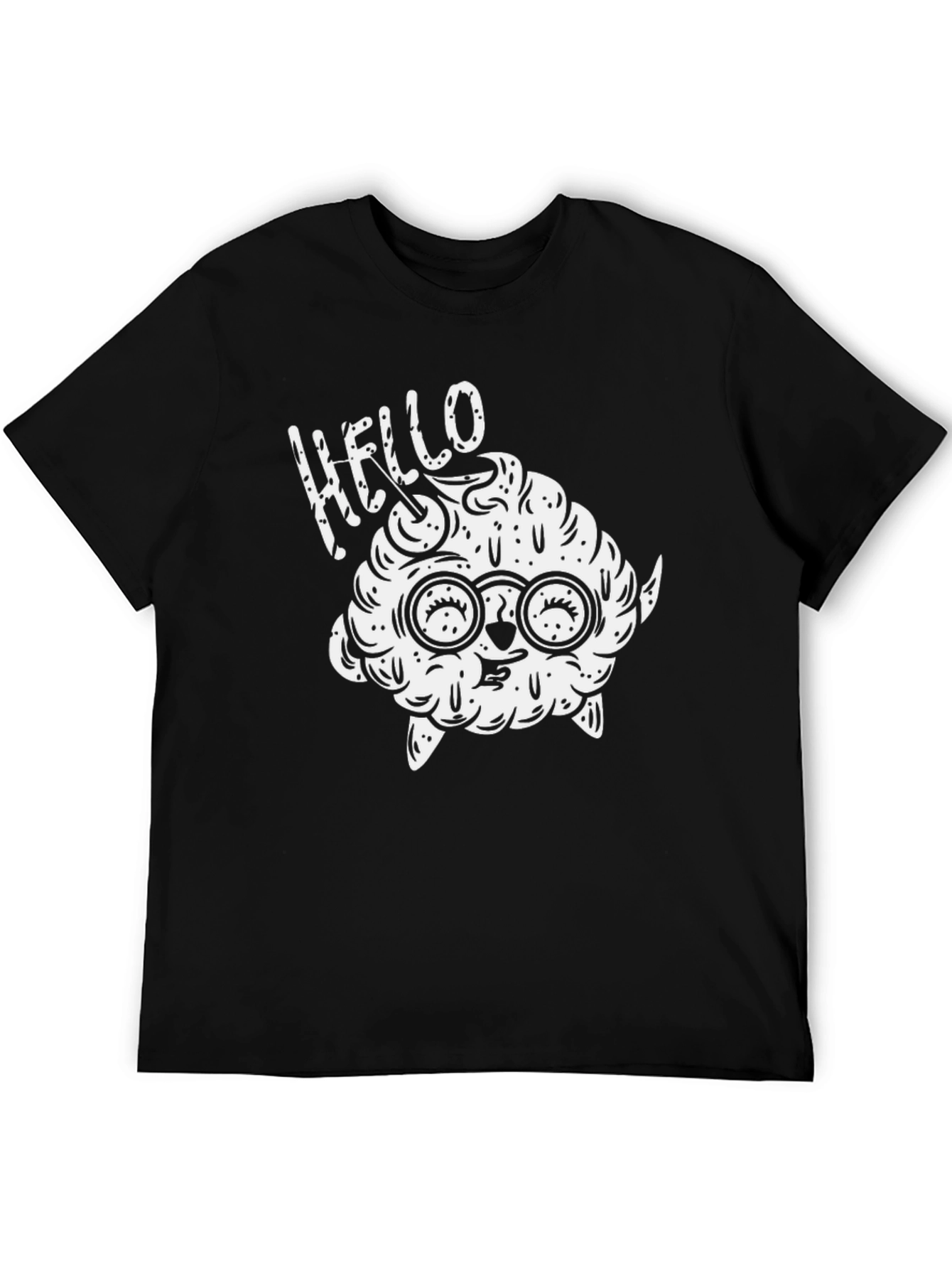 Hello Brainy Monster Black T-Shirt