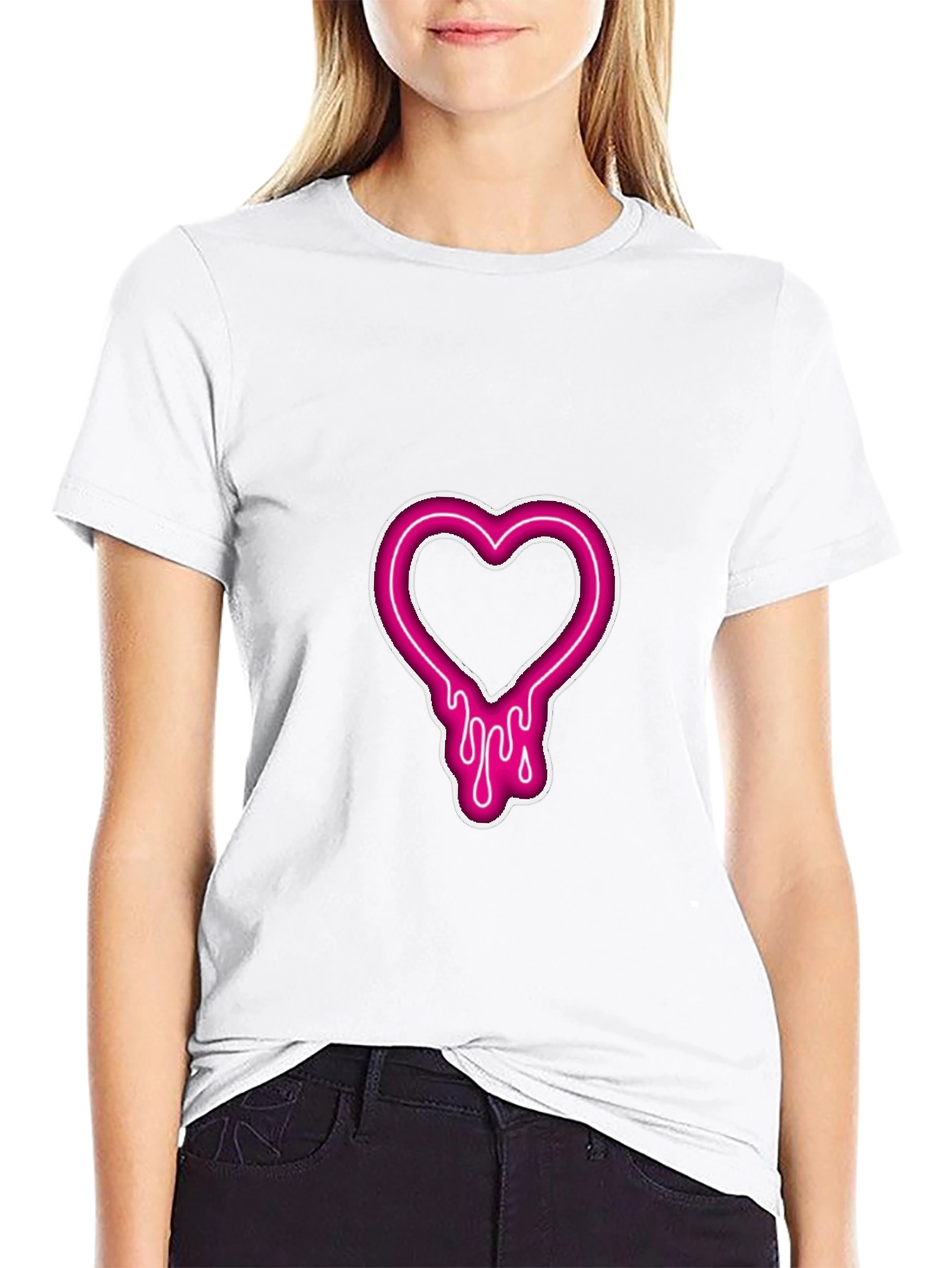 Heart Drip Graphic T-Shirt - Black
