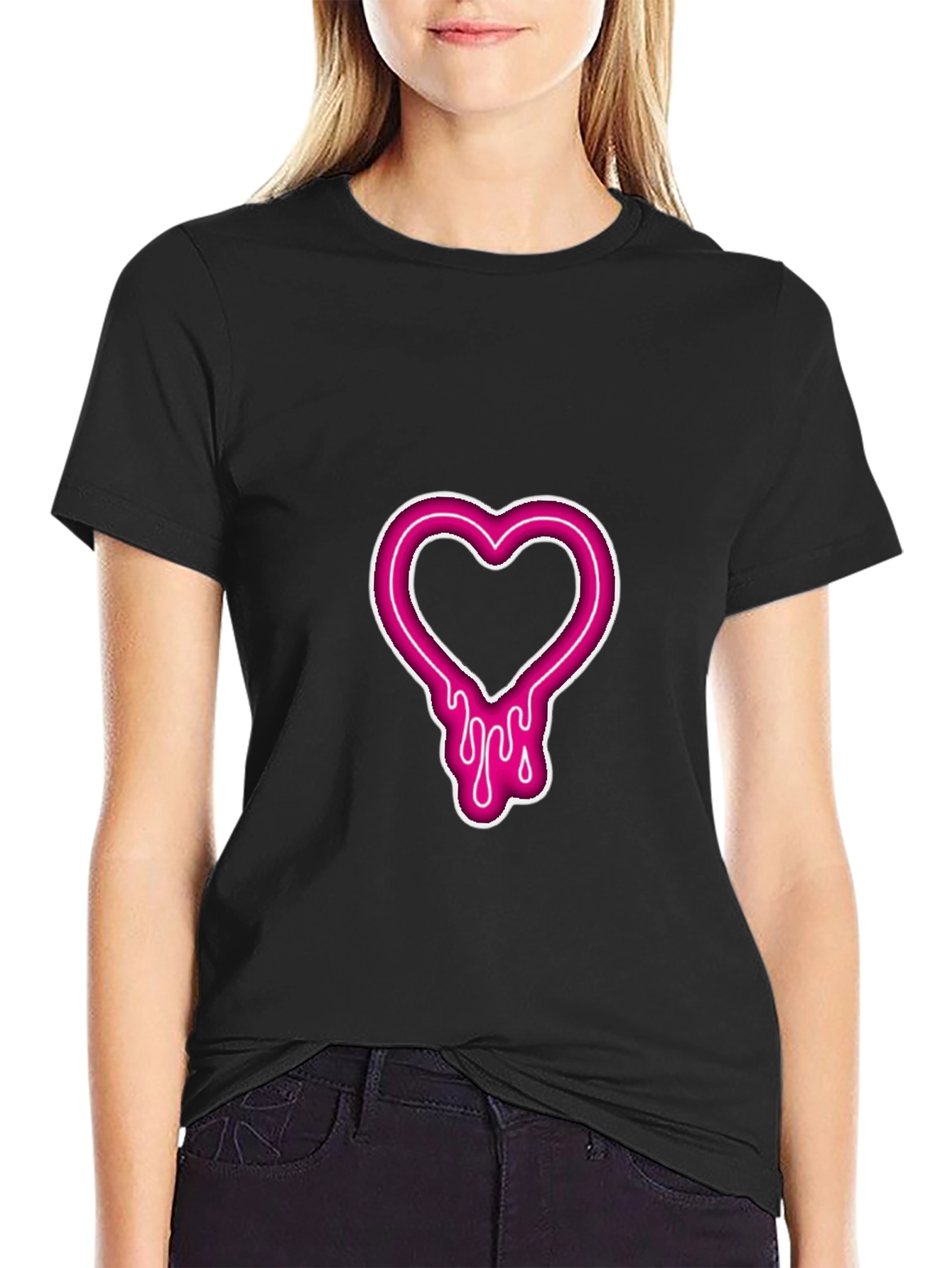 Heart Drip Graphic T-Shirt - Black
