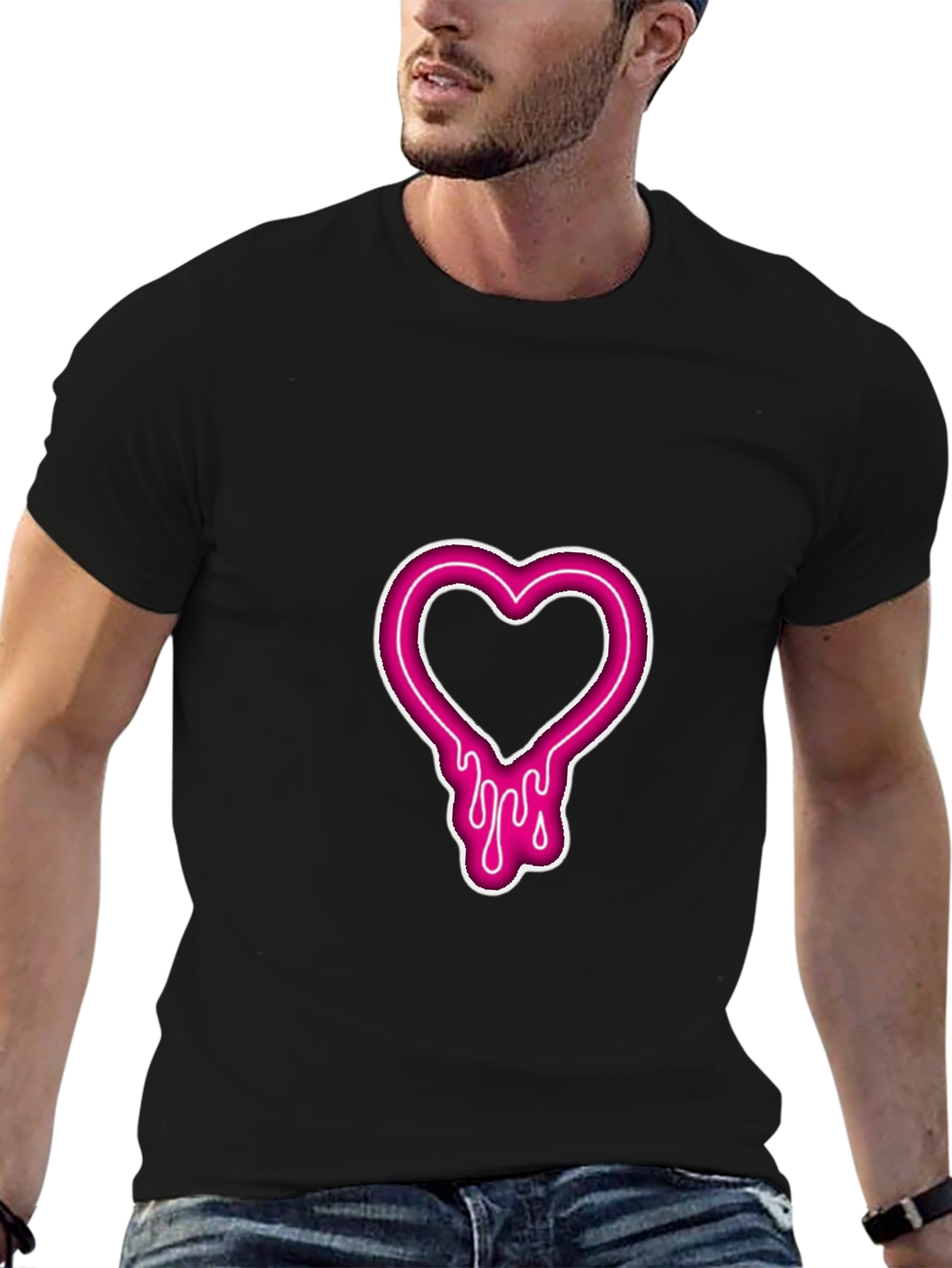 Heart Drip Graphic T-Shirt - Black