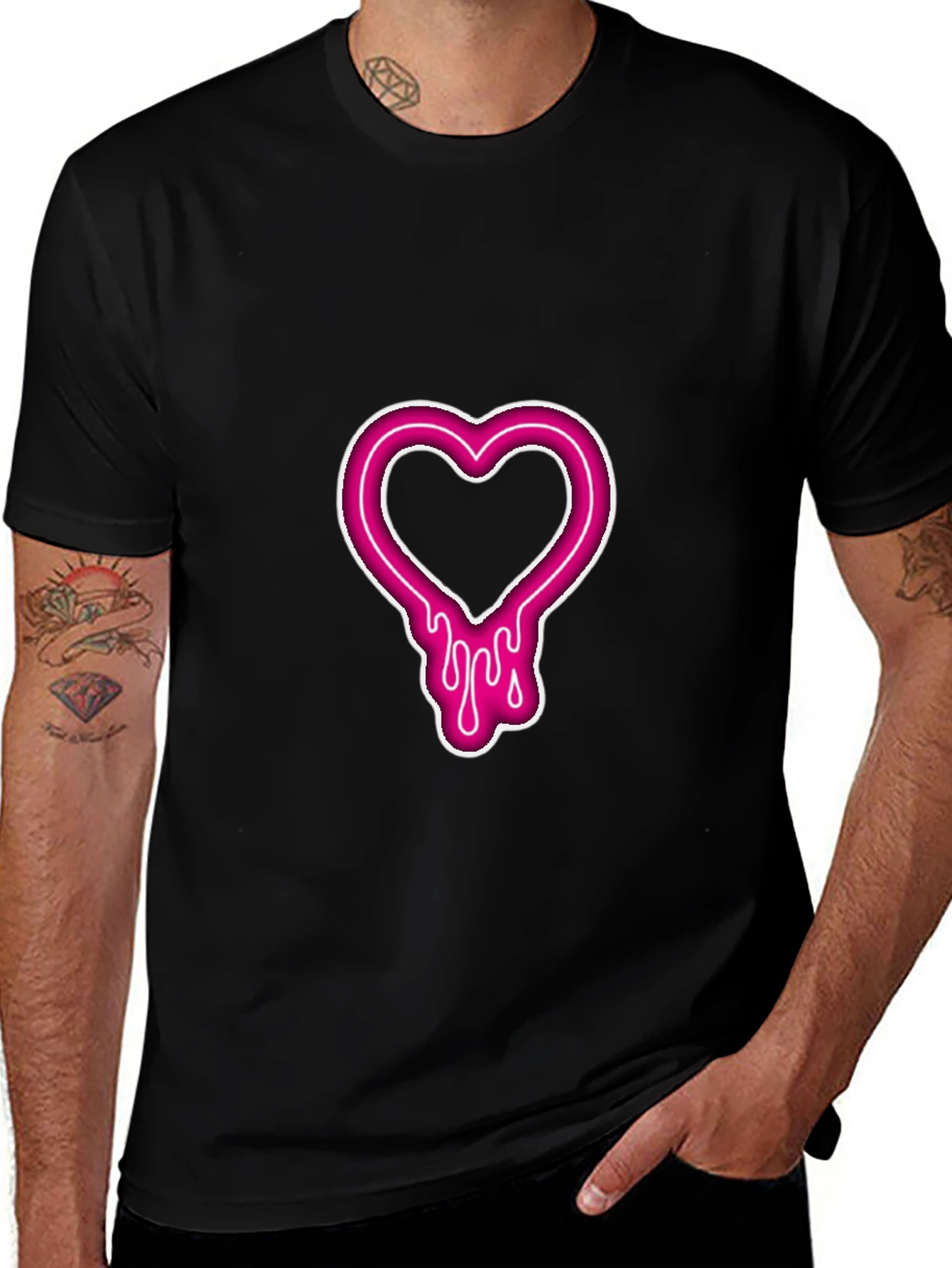 Heart Drip Graphic T-Shirt - Black