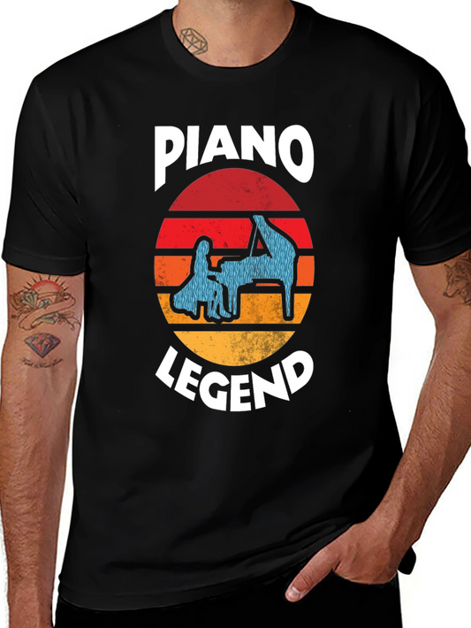 Piano Legend Graphic Tee - Retro Sunset Design