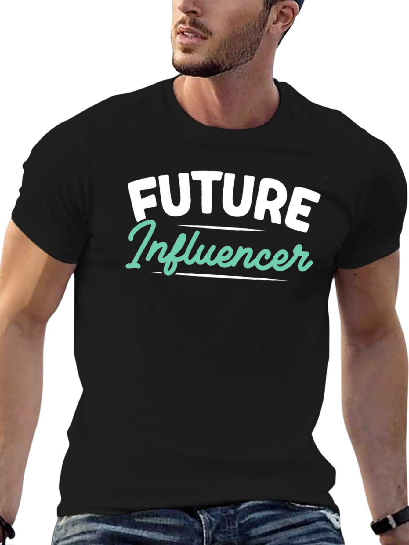 Future Influencer Graphic Tee - Stylish Black T-Shirt