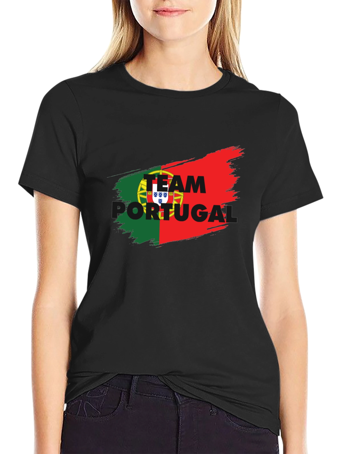 Portugal Soccer T-Shirt - Black Team Spirit Jersey