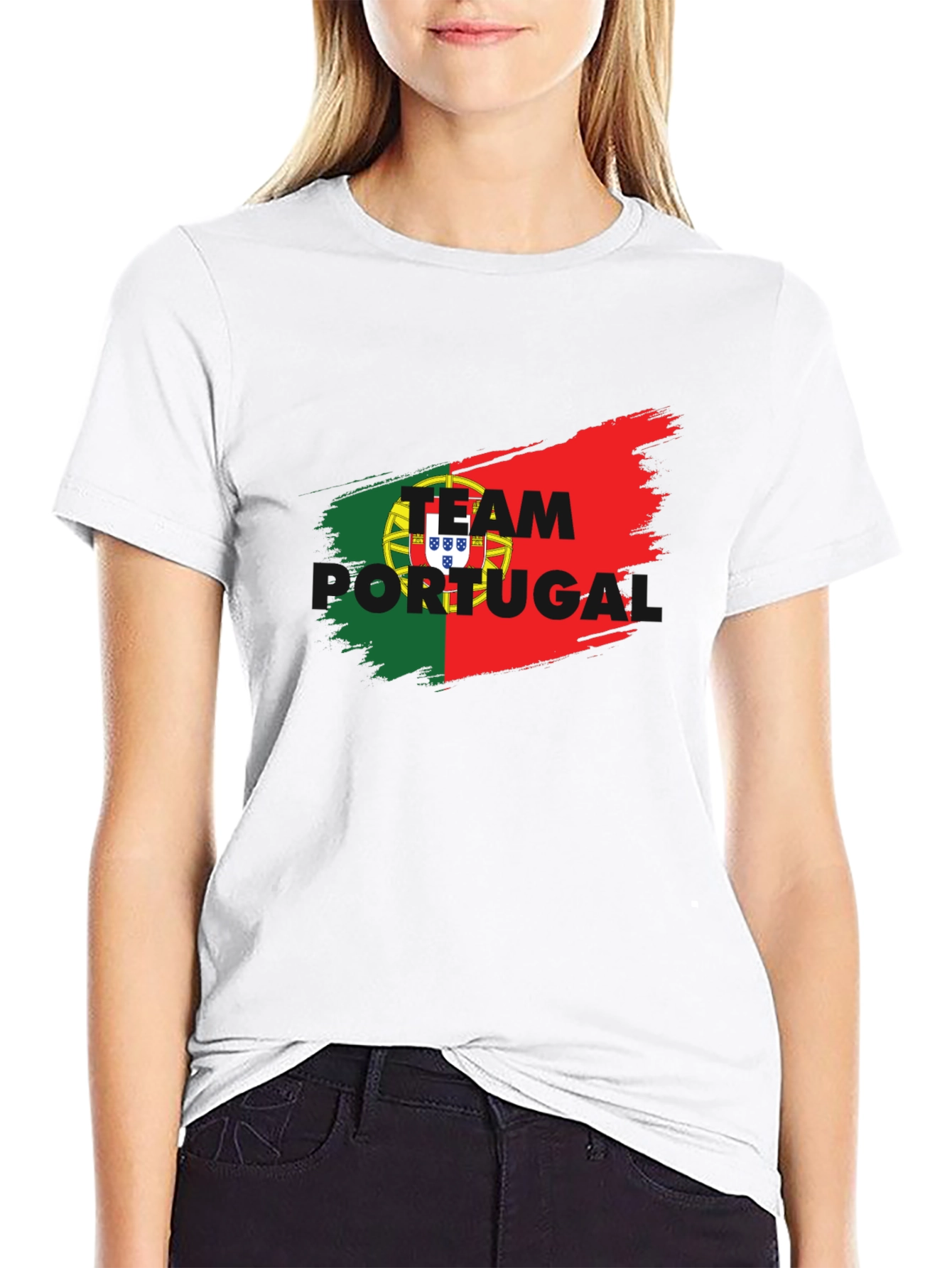 Portugal Soccer T-Shirt - Black Team Spirit Jersey