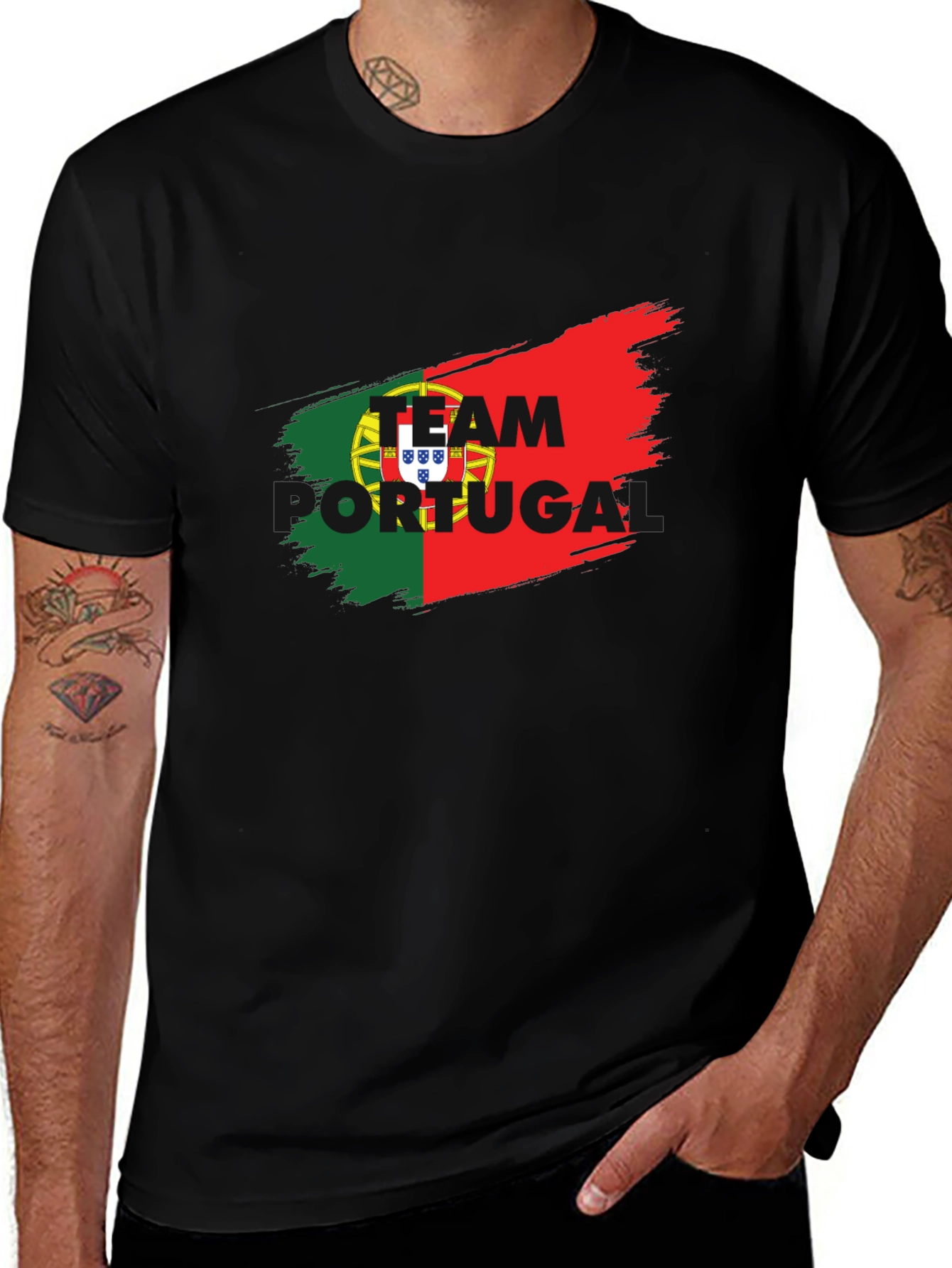 Portugal Soccer T-Shirt - Black Team Spirit Jersey