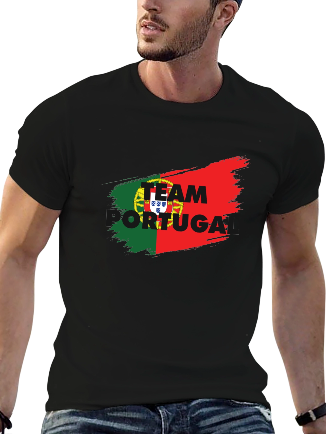 Portugal Soccer T-Shirt - Black Team Spirit Jersey