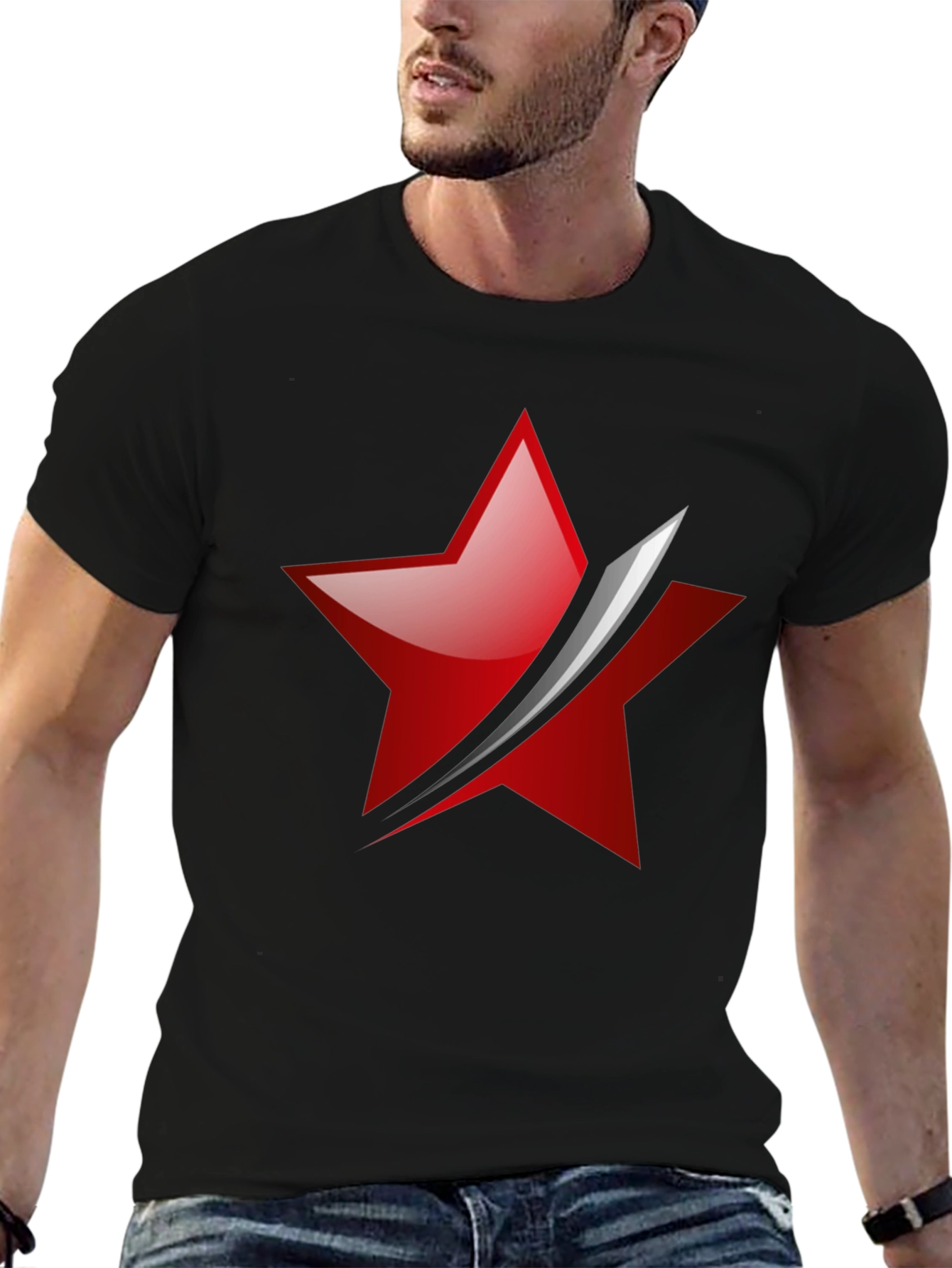 Red Star Slash Graphic Tee - Mens Black T-Shirt