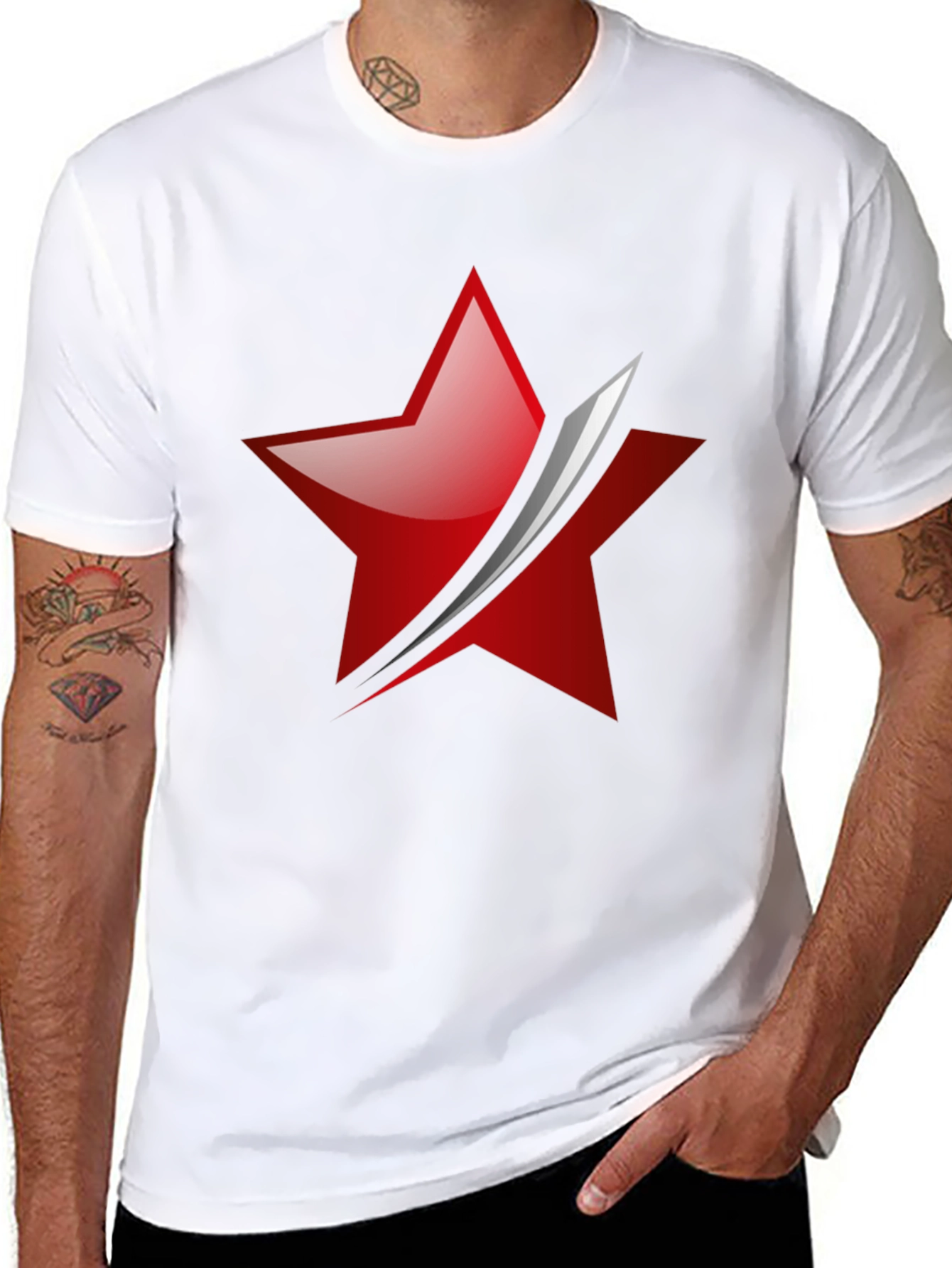 Red Star Slash Graphic Tee - Mens Black T-Shirt