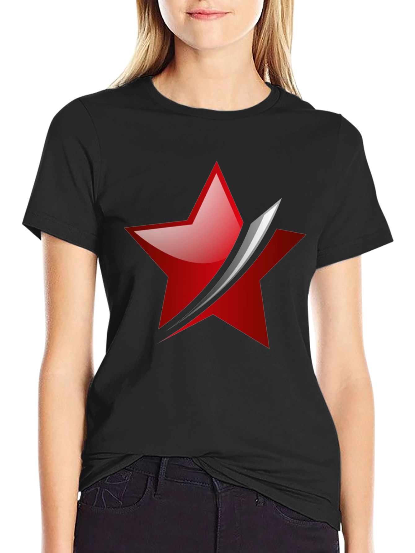 Red Star Slash Graphic Tee - Mens Black T-Shirt