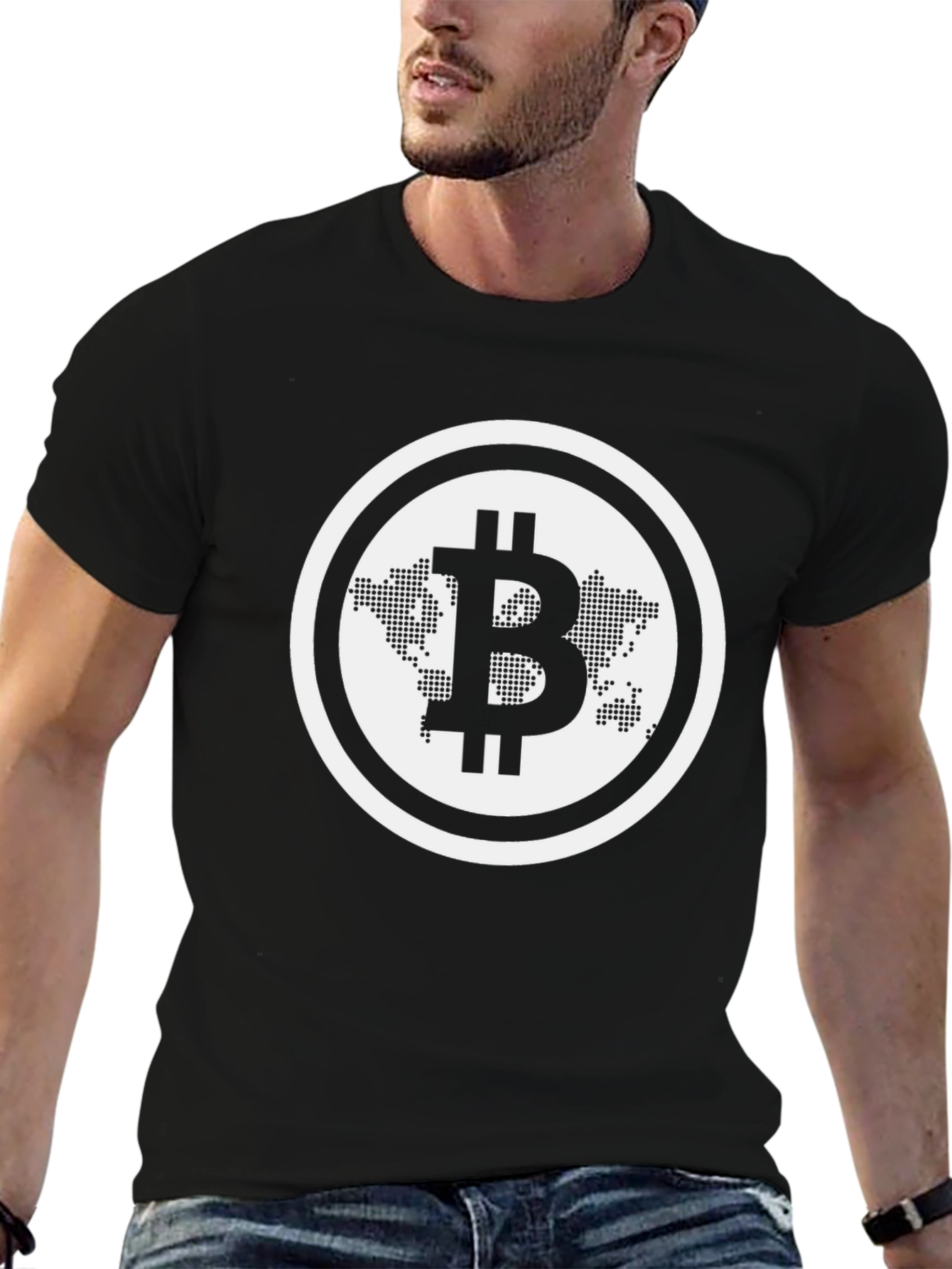 Bitcoin World Map Black T-Shirt