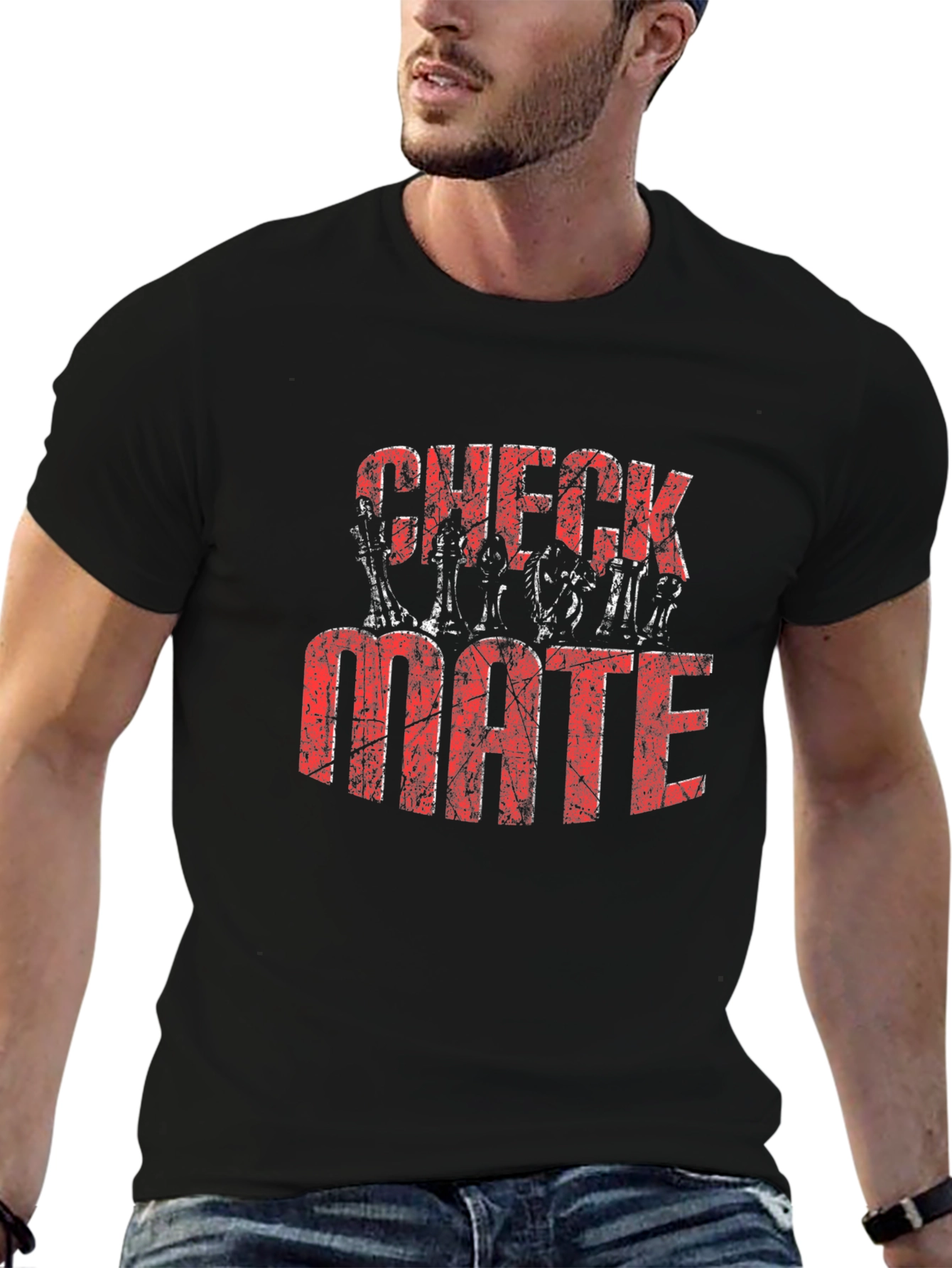 Checkmate Graphic Print Black T-Shirt