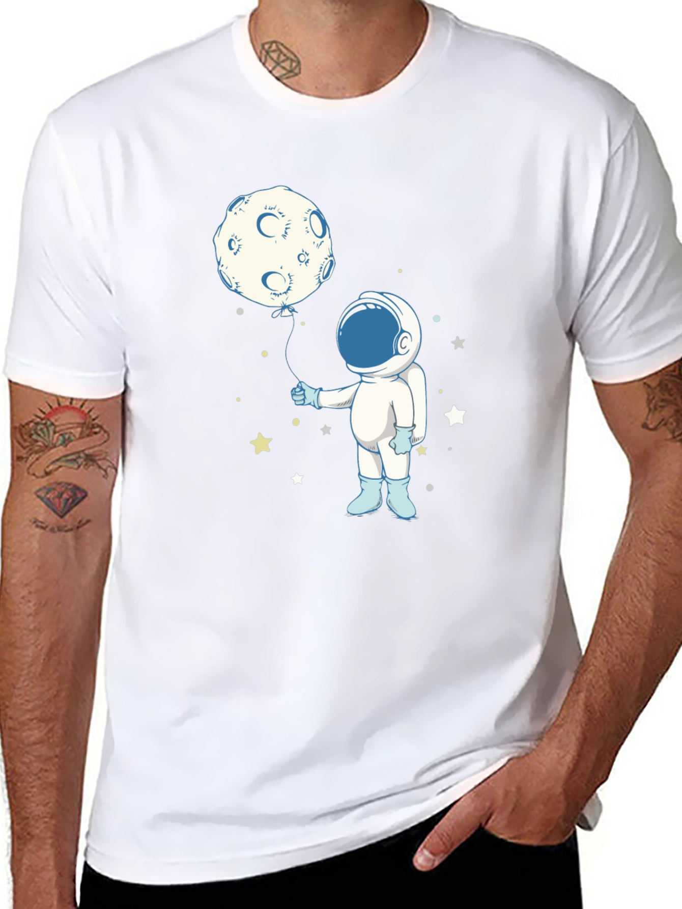 Astronaut Moon Balloon Graphic Tee