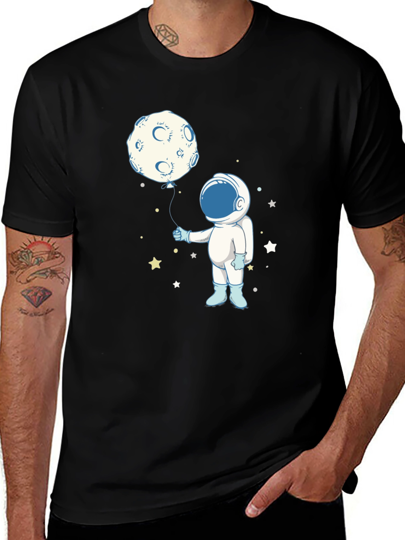 Astronaut Moon Balloon Graphic Tee