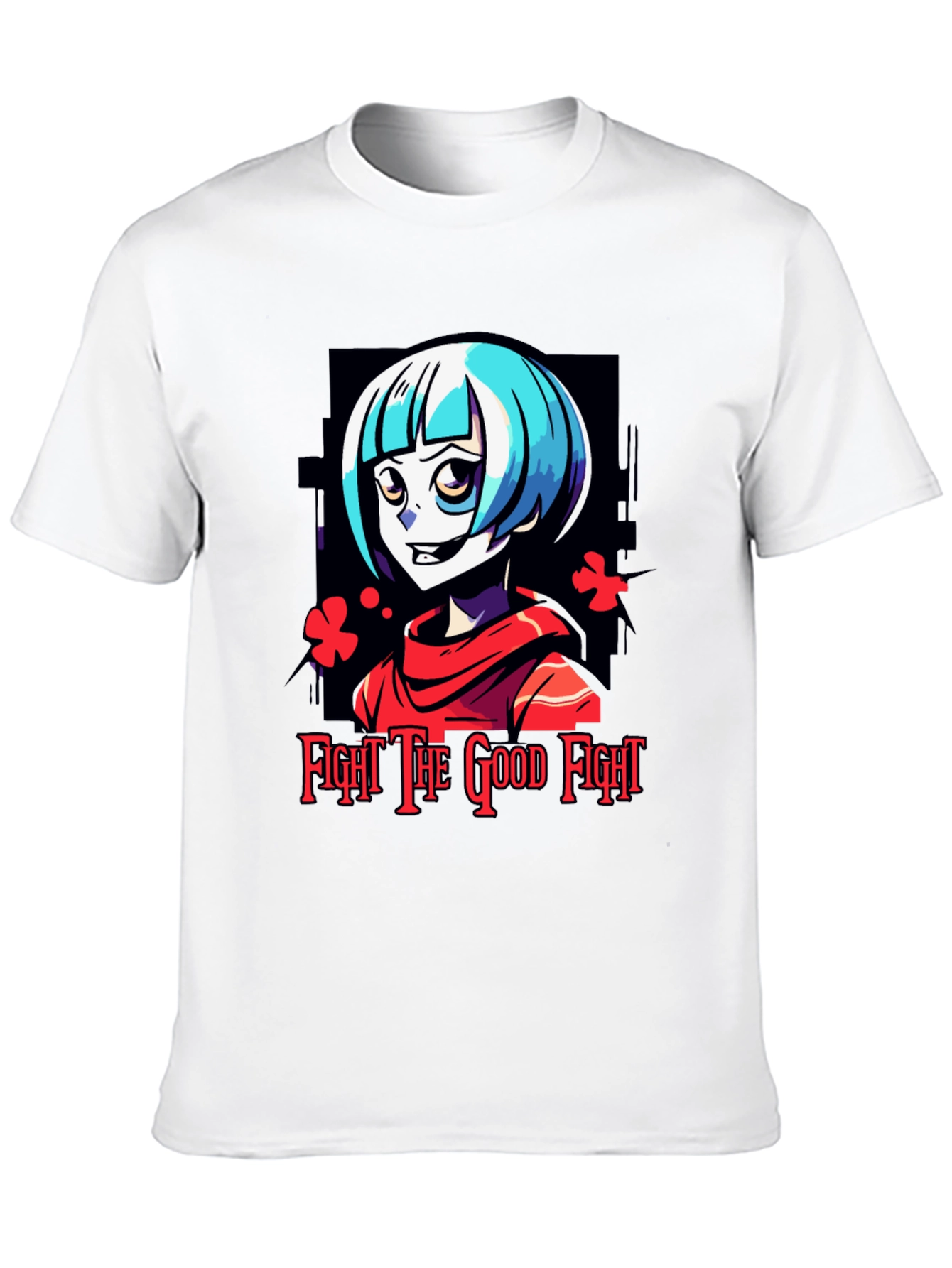 Fight The Good Fight Anime Graphic Tee - Black