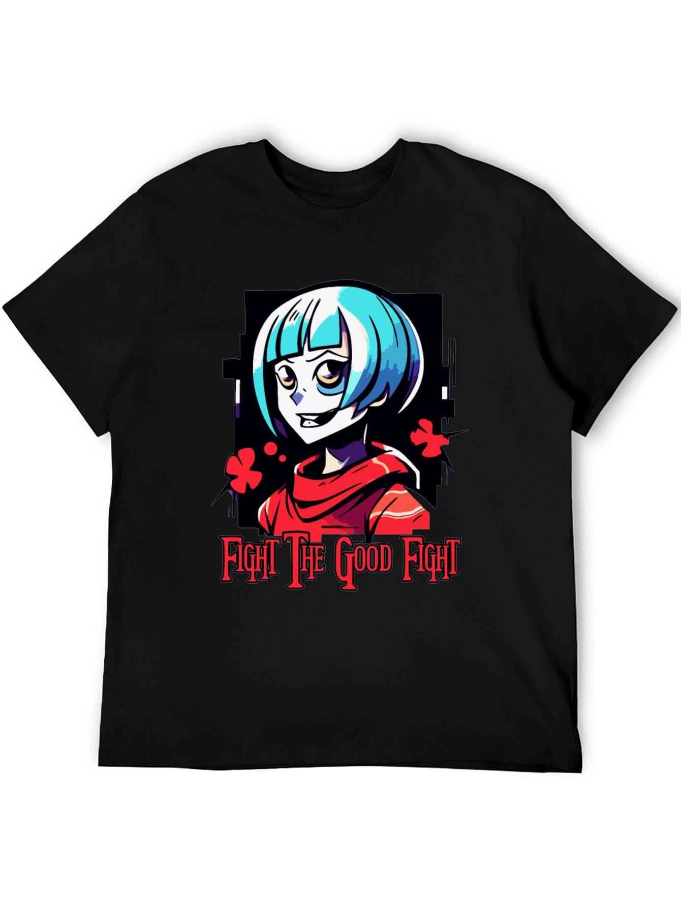Fight The Good Fight Anime Graphic Tee - Black