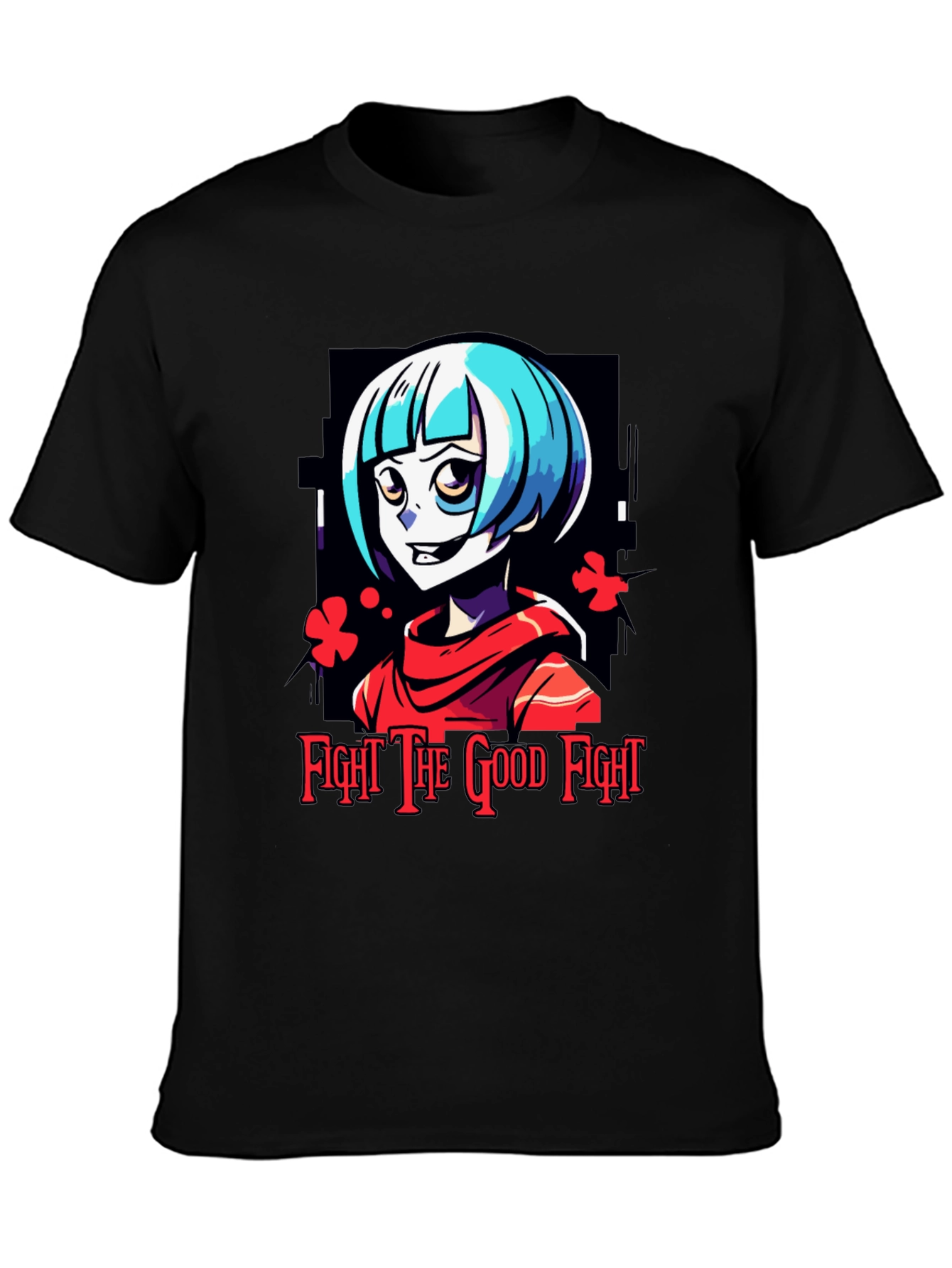 Fight The Good Fight Anime Graphic Tee - Black