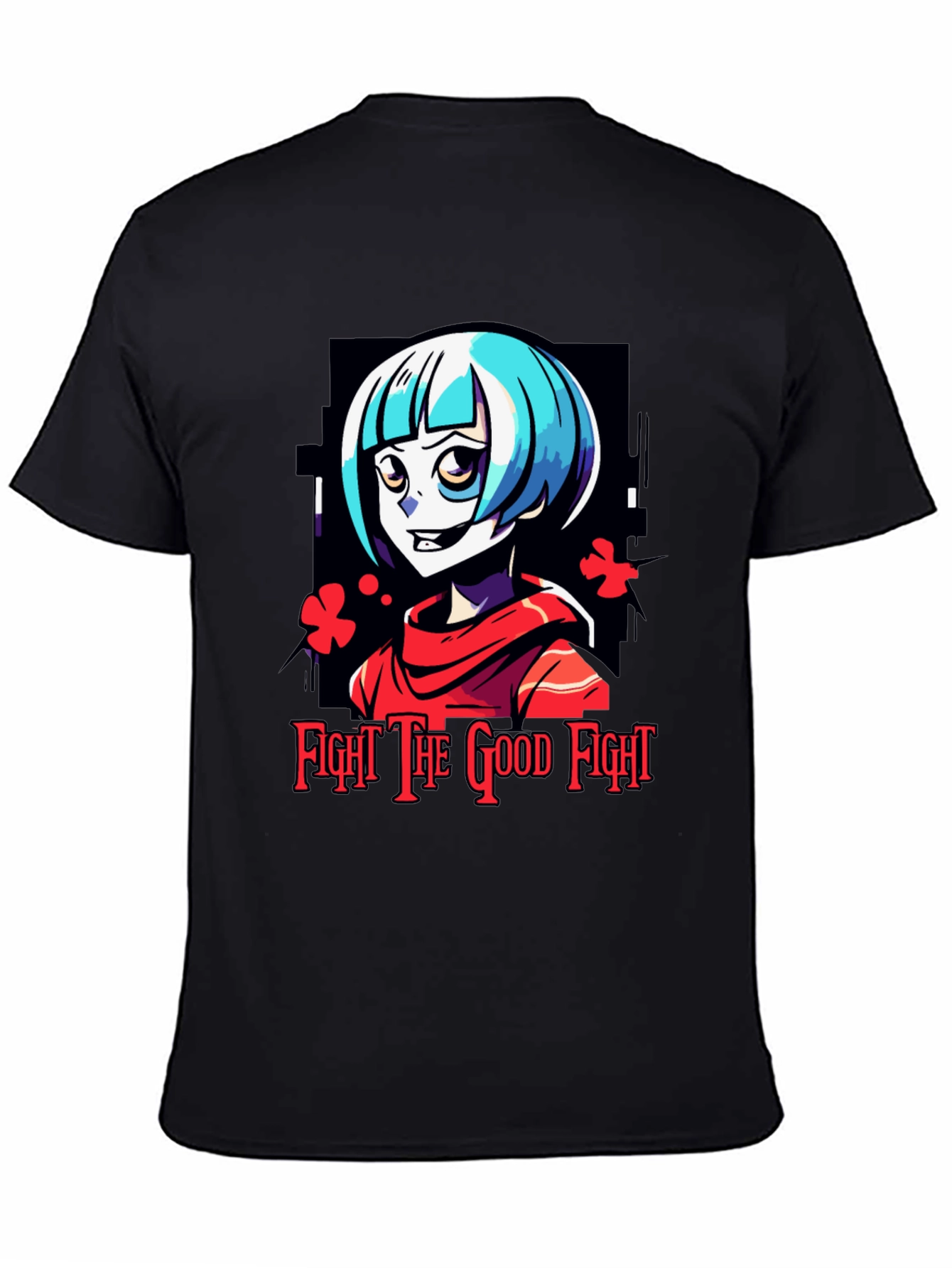 Fight The Good Fight Anime Graphic Tee - Black