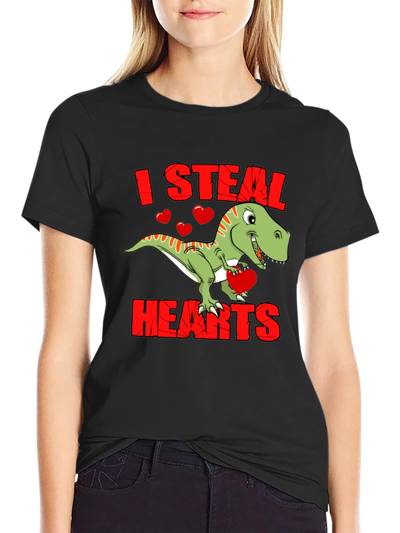 I Steal Hearts Dinosaur Valentines Day T-Shirt