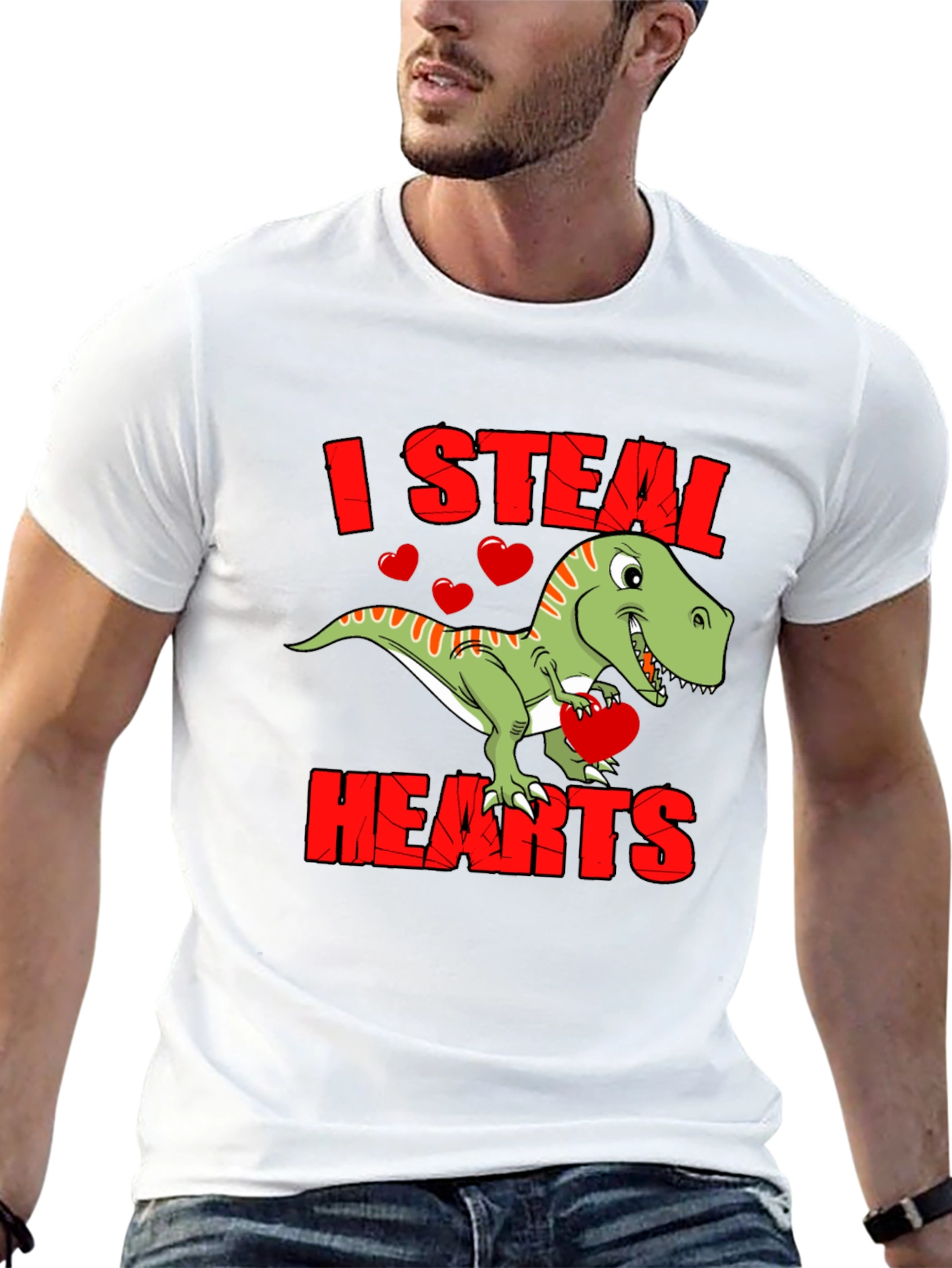 I Steal Hearts Dinosaur Valentines Day T-Shirt