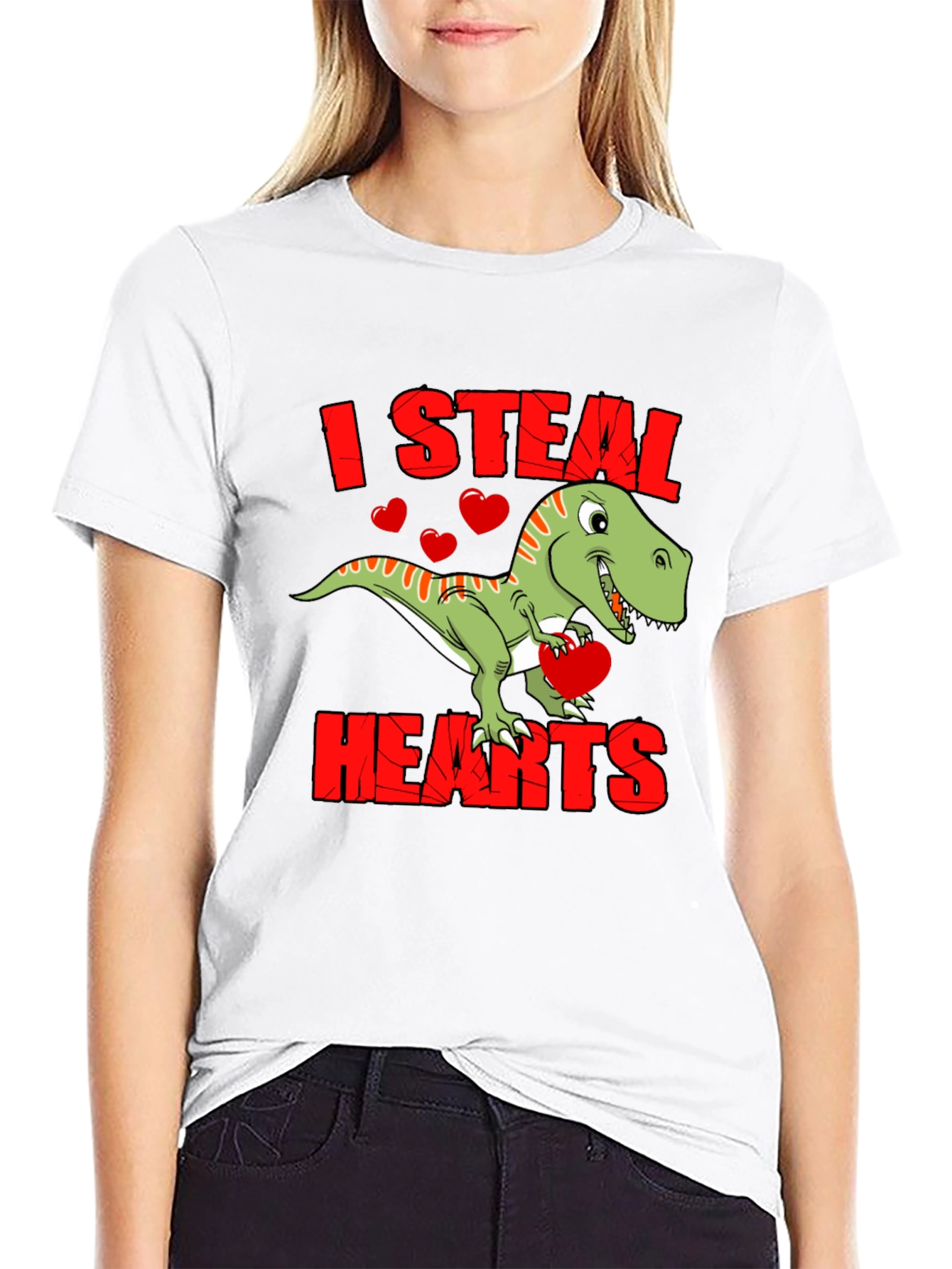 I Steal Hearts Dinosaur Valentines Day T-Shirt