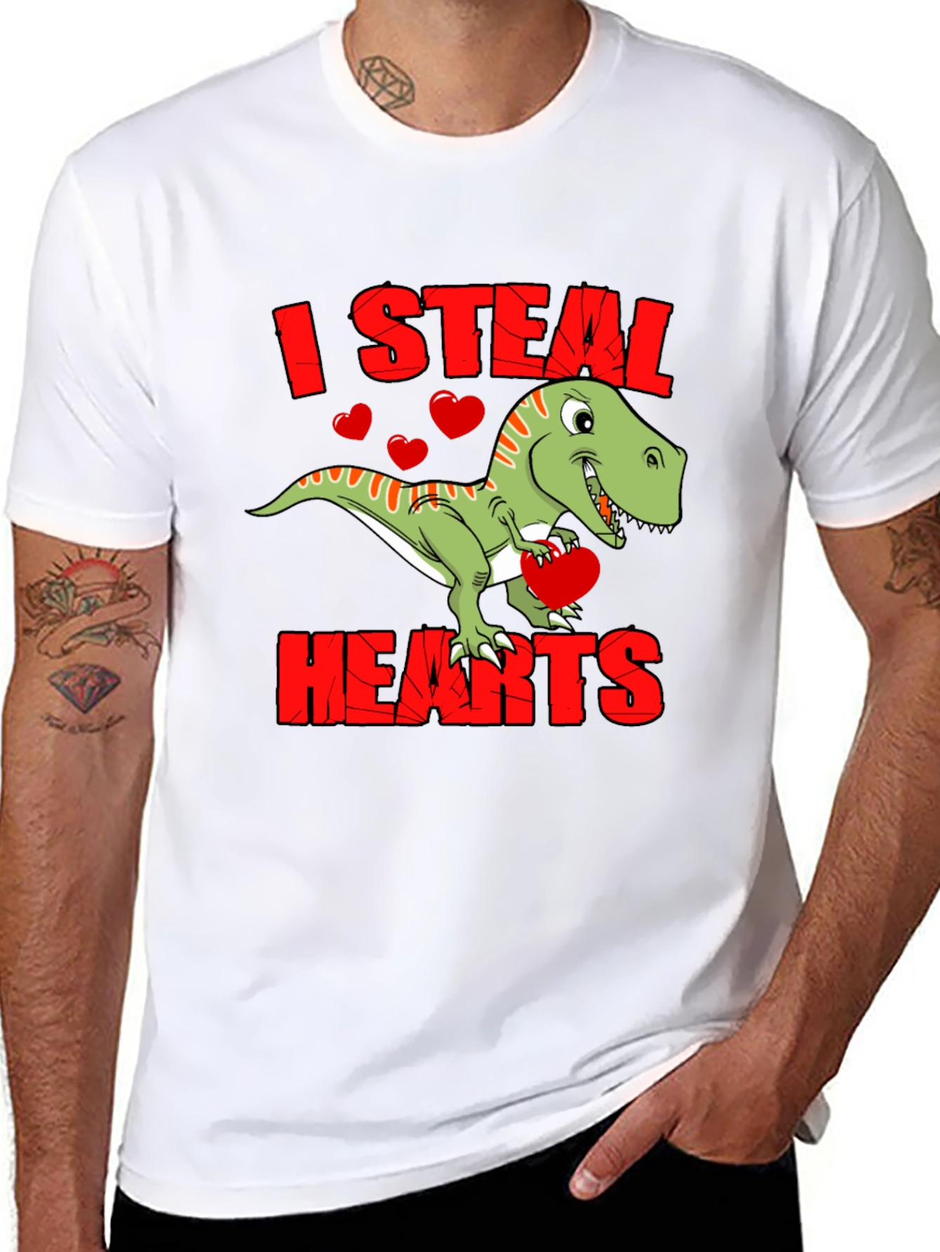 I Steal Hearts Dinosaur Valentines Day T-Shirt