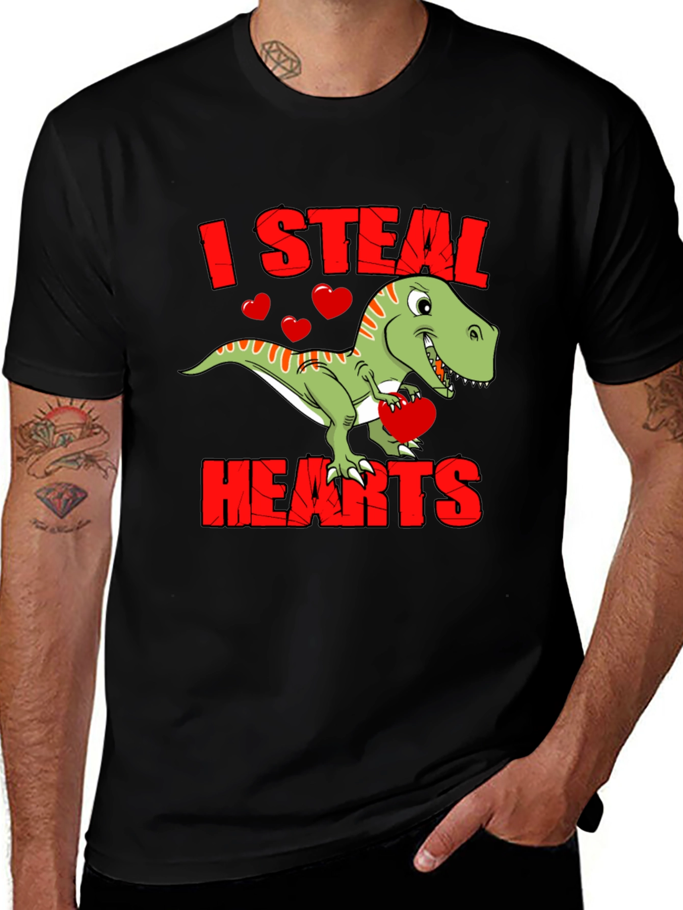 I Steal Hearts Dinosaur Valentines Day T-Shirt