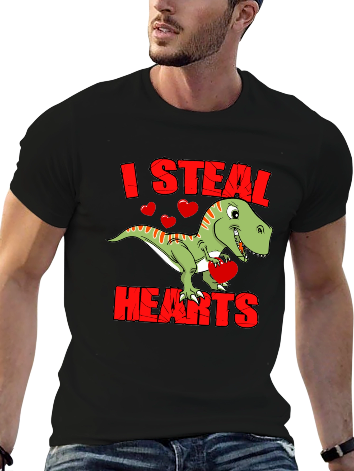 I Steal Hearts Dinosaur Valentines Day T-Shirt