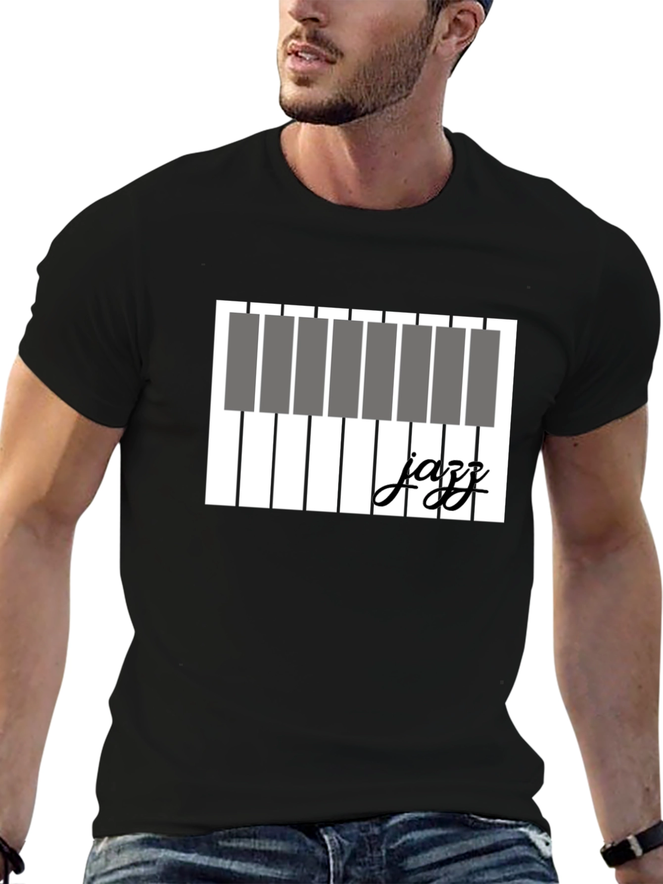 Jazz Piano Keys Graphic T-Shirt - Black